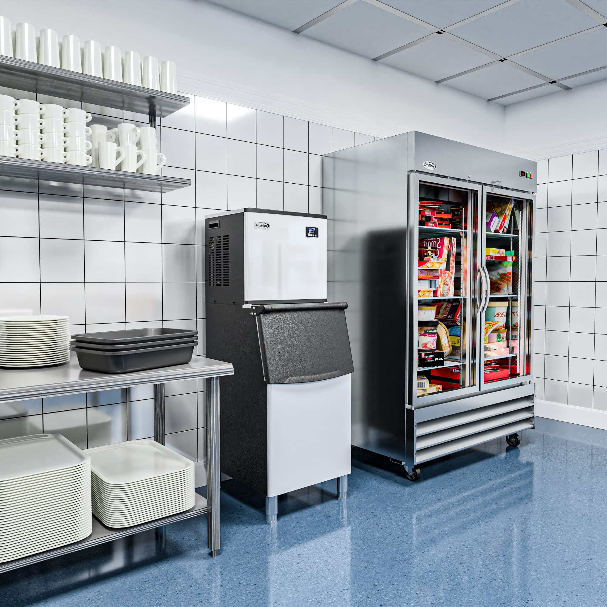 KoolMore 420 lbs/24h Commercial Ice Maker Machine - Air-Cooled Evaporator System for Bars, Restaurants, Hotels, Cafes & Catering (Model KM-CIM-400) | Heavy Duty Ice Production for Cocktails, Beverages & Food Preservation