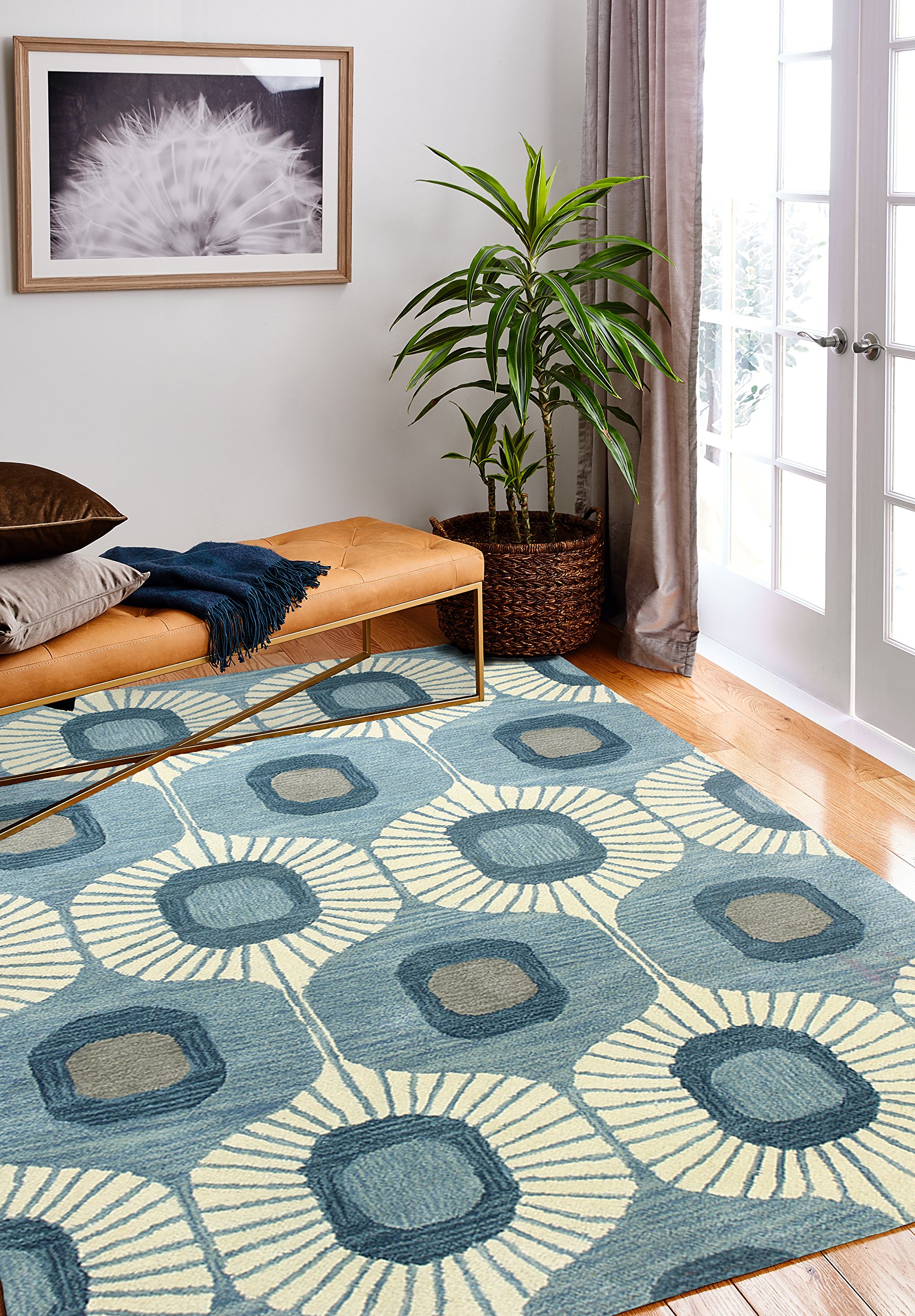 Bashian Soft Plush Area Rug 8.6x11.6 Feet Light Blue - Perfect for Living Room, Bedroom & Home Decor