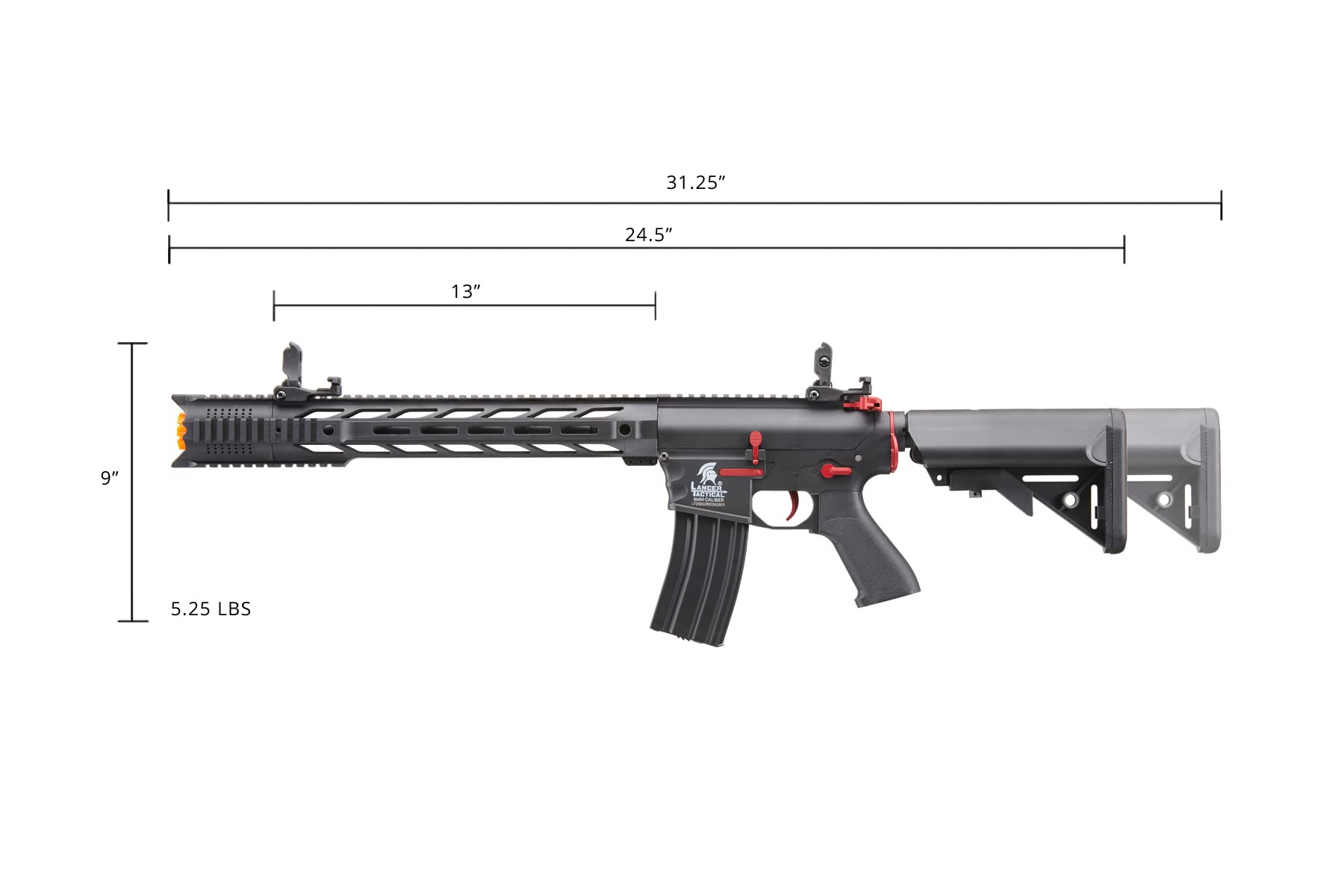 Lancer Tactical Gen II SPR Interceptor M4 Airsoft Rifle - Electric Full/Semi Auto AEG with 1000 Rounds 0.20g BBs, Battery & Charger Included - Perfect for Tactical Training, Airsoft Games & Outdoor Shooting Practice