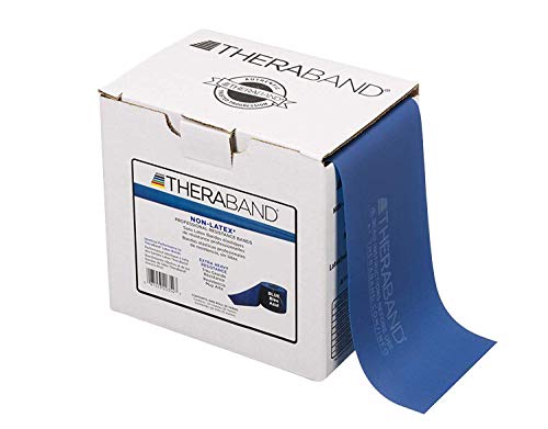 TheraBand Resistance Band 25-Yard Roll – Extra Heavy Blue Non-Latex Exercise Bands for Strength Training, Physical Therapy & Pilates | Professional Elastic Bands for Upper & Lower Body Workouts, Rehab & Home Gym Fitness | Includes Convenient Dispenser Box (Intermediate Level 2) – Perfect for Home Workouts, Physical Therapy Sessions & Studio Fitness Classes