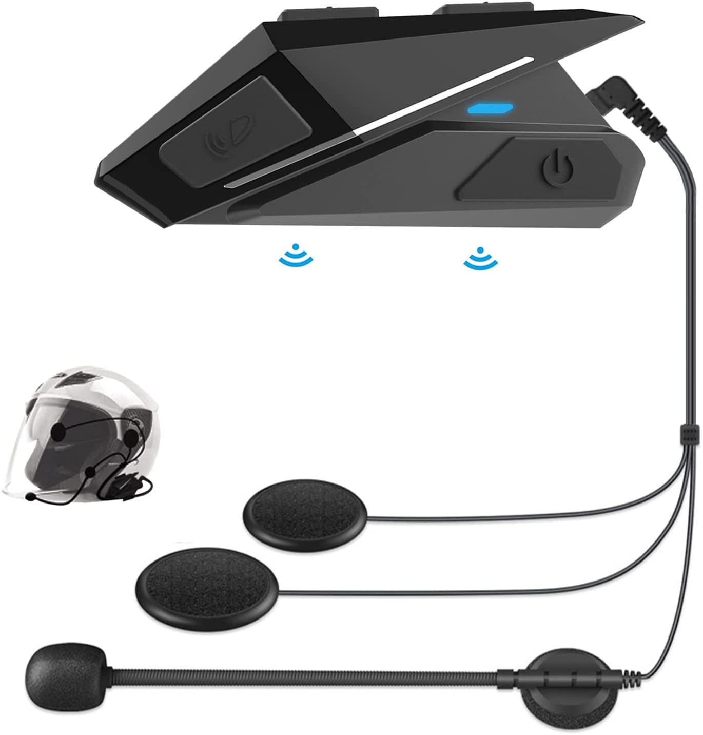 OBEST Motorcycle Bluetooth Helmet 5.0 - Waterproof Motorbike Headset with High Sound Quality, Stable Signal & Thin Speaker - Long Battery Life for Hands-Free Calls & Music - Perfect for Biking, Skiing & Travel Adventures