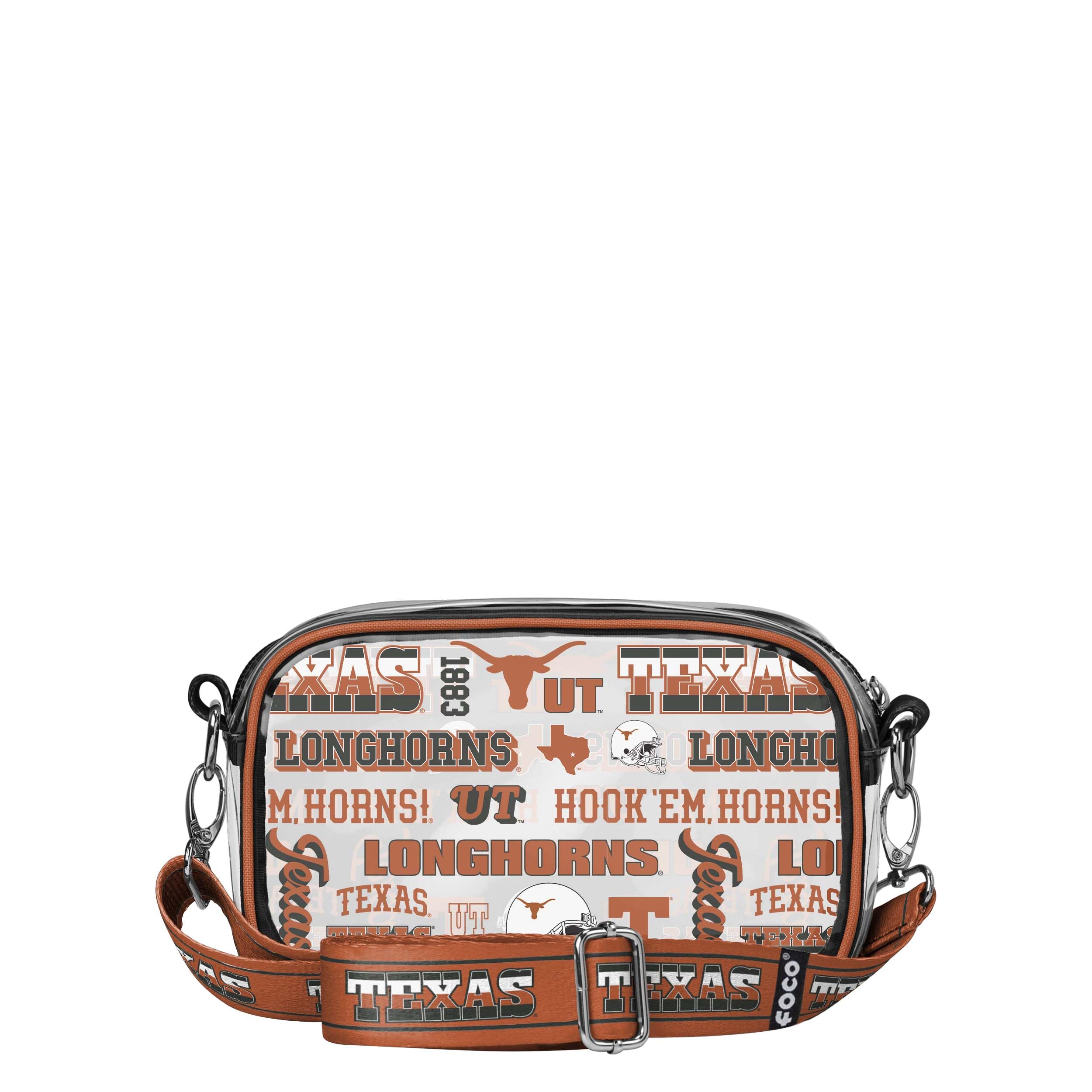 FOCO NCAA College Team Logo Stripe Clear Crossbody Bag - Stylish & Durable for Game Day, Concerts & Travel | Perfect for Fans & Fashion