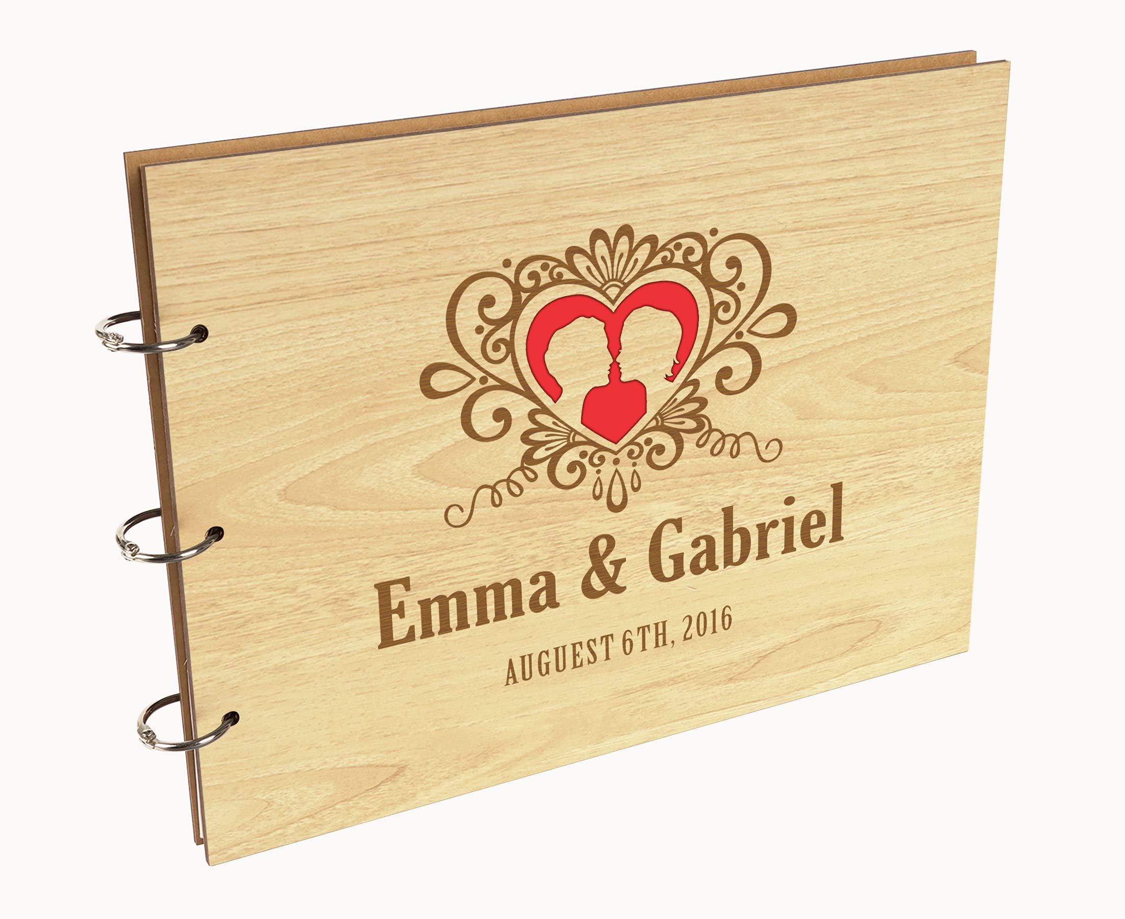Personalized Laser Engraved Wedding Guest Book - Custom Wooden Cover Sign-in Registry for Bridal Shower, Anniversary & Reception - Unique Keepsake Scrapbook for Special Occasions
