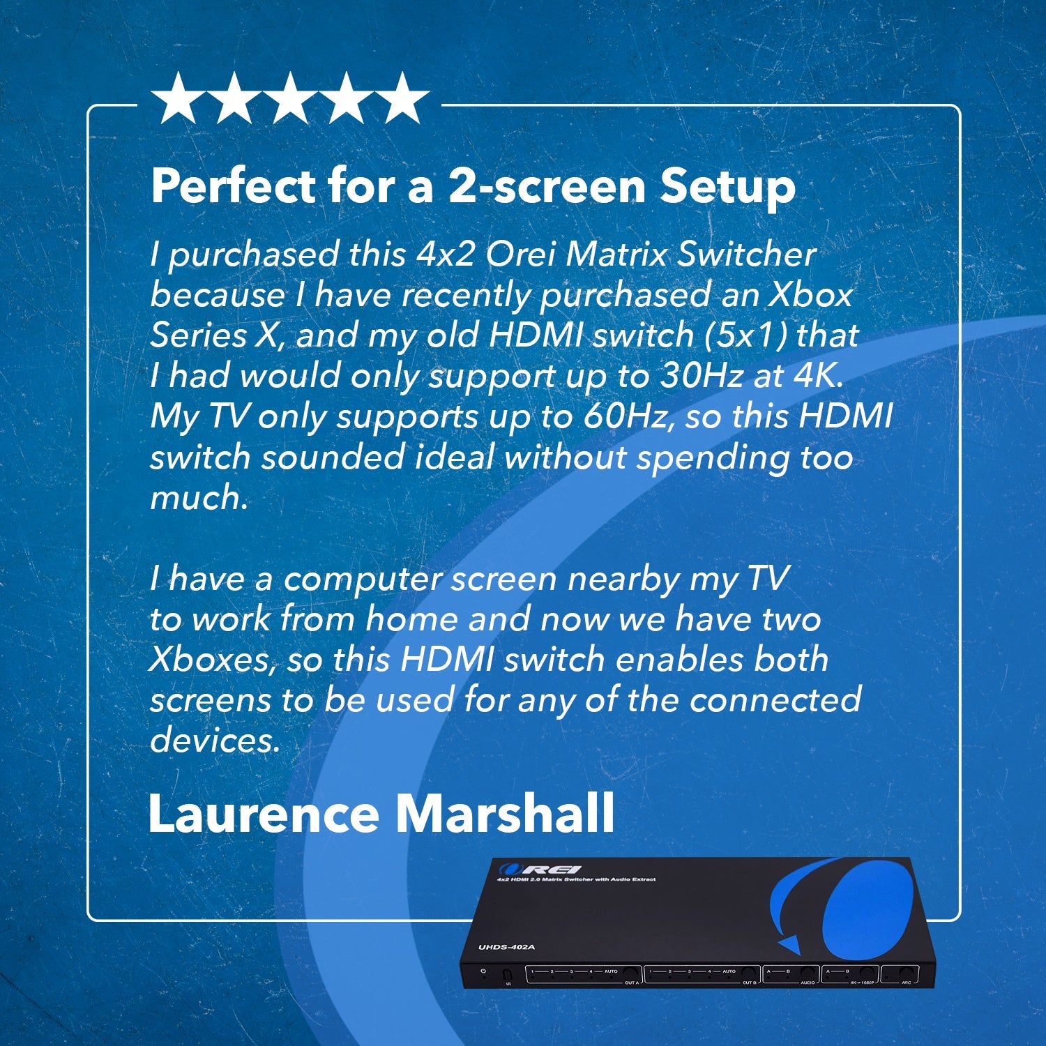 4x2 HDMI Matrix Switcher with Audio Extraction (UHDS 402A) - 4K 60Hz HDR 18Gbps 4Kx2K HDCP 2.2 - Perfect for Home Theater & Multi-Room AV Systems