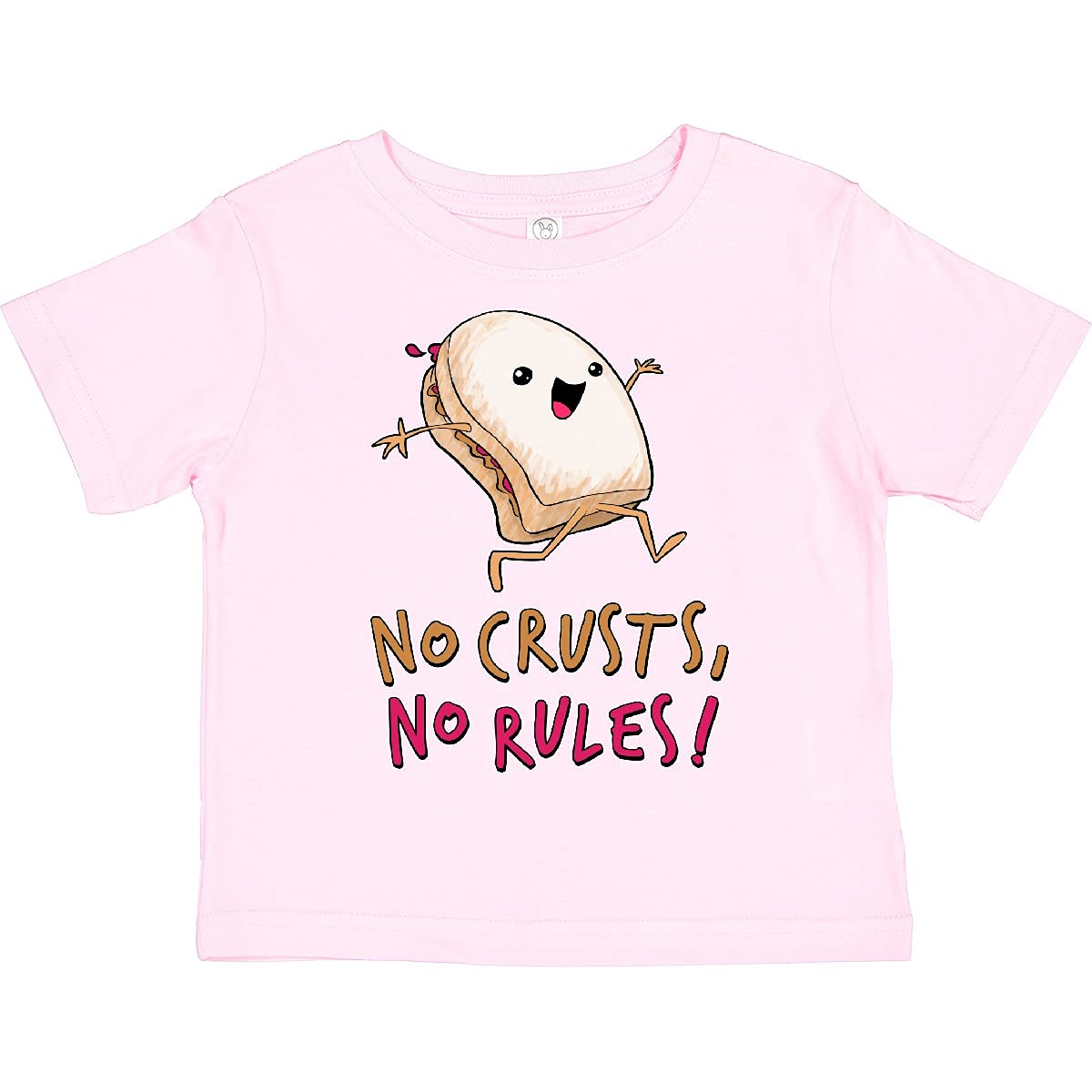 Inktastic No Crusts, No Rules - Funny PB&J Sandwich Graphic Toddler T-Shirt for Kids | Playful Outfit for Daycare, Playdates & Family Fun
