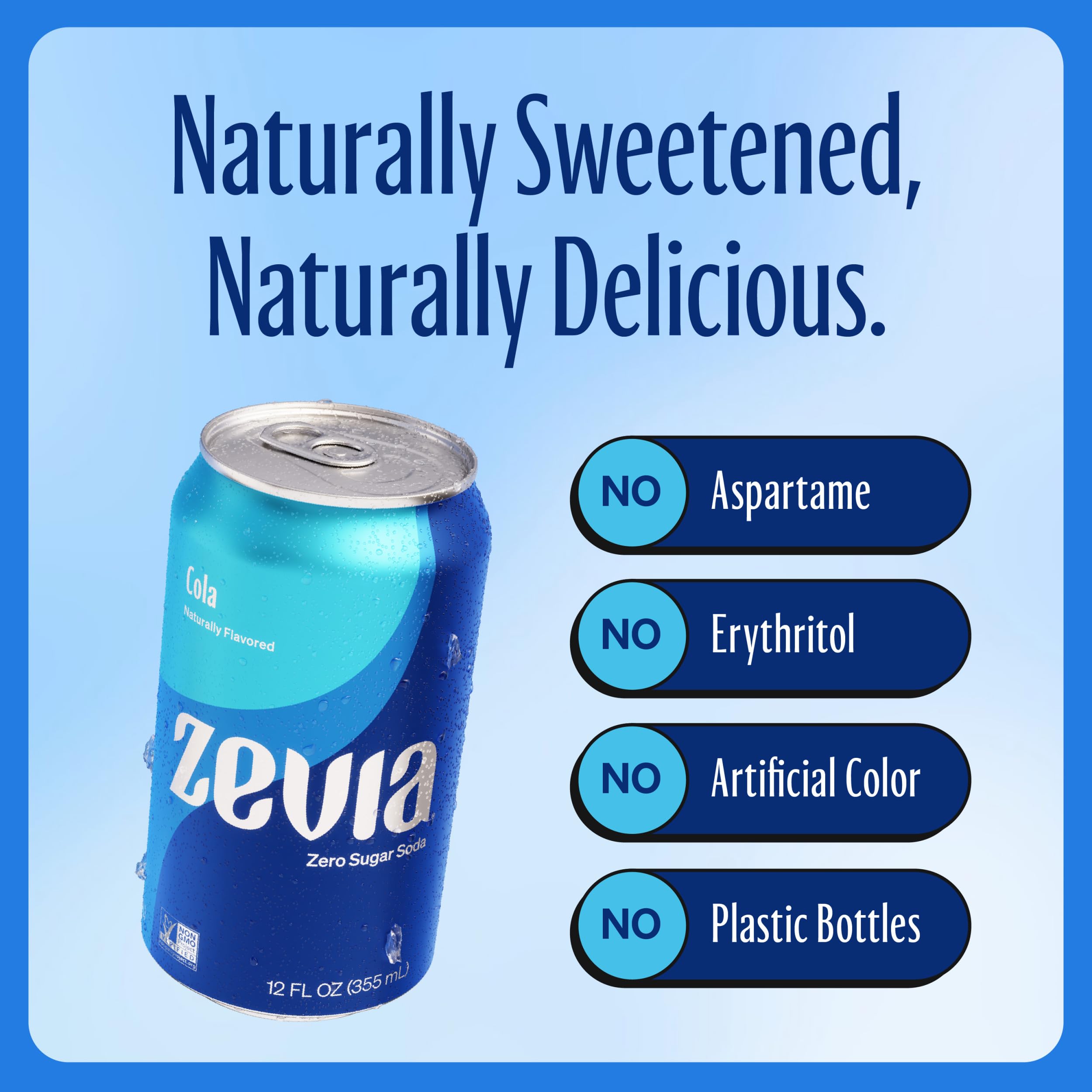 Zevia Zero Calorie Cola Soda - 6 Pack (12oz Cans) | Naturally Sweetened, No Artificial Ingredients | Perfect for Keto Diet & Healthy Lifestyle