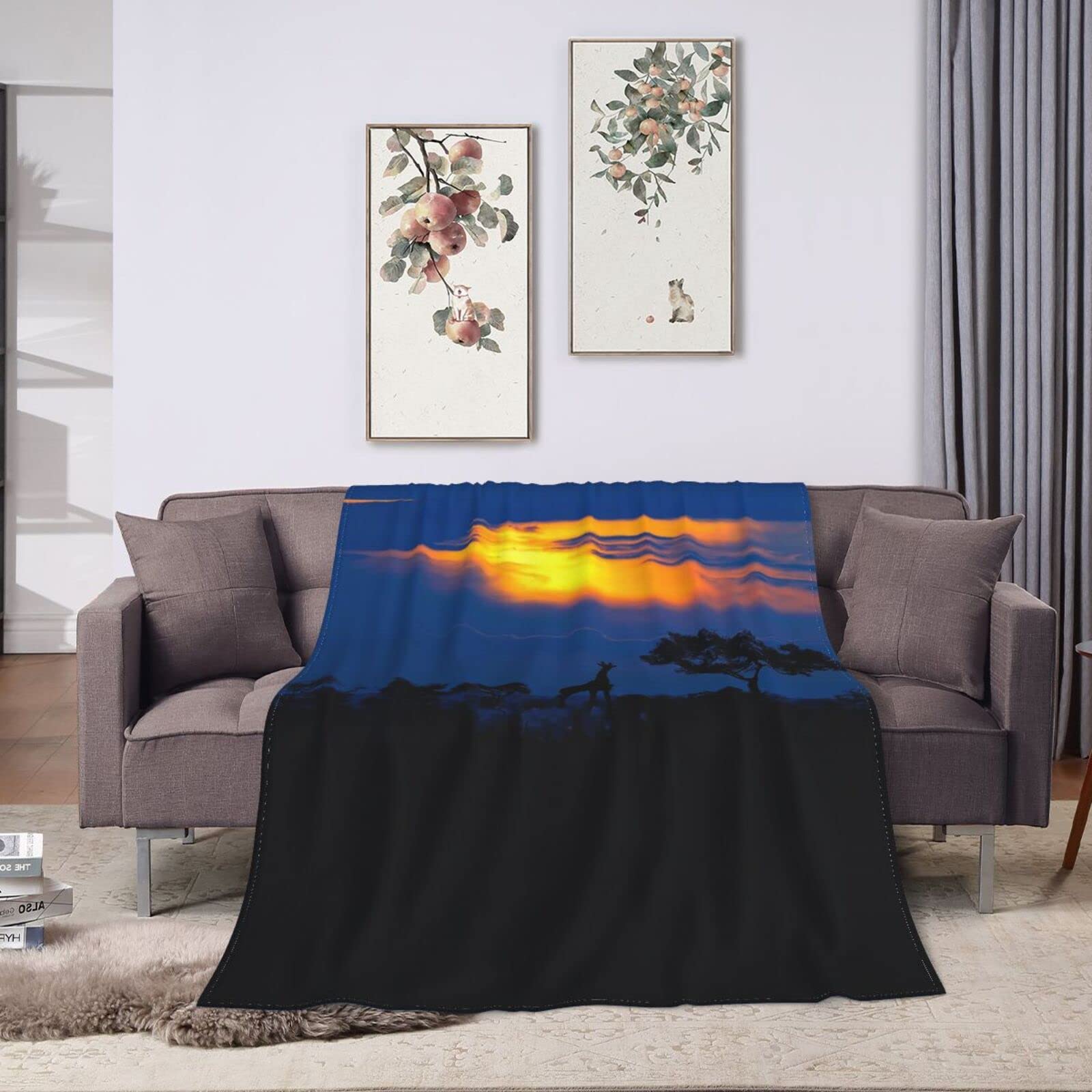Soft Flannel Fleece Giraffe Print Air Conditioning Blanket - 80x60 Inch Cozy Animal Throw for Sofa, Bed & Couch - Perfect for Home, Office & Gift Giving