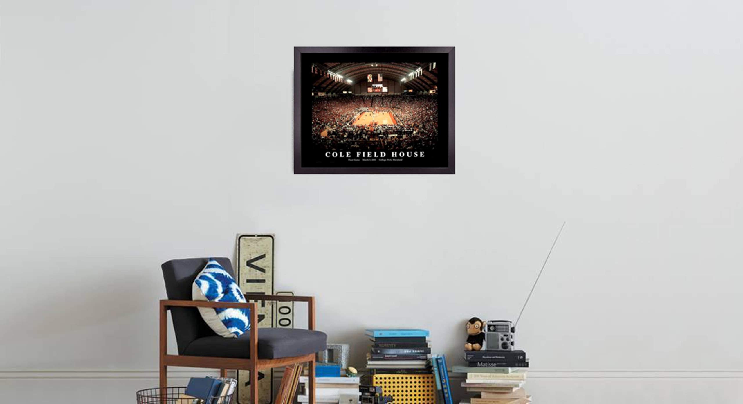Maryland Terrapins Basketball Stadium Poster - Cole Field House Final Game 2002 Wall Art Decor | 23x29 Inch Framed Print | Perfect Gift for College Sports Fans | Great for Bedroom, Dorm, Man Cave & Game Room Decor