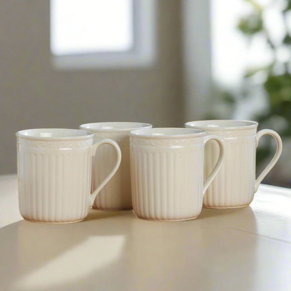 Italian Countryside Ceramic Coffee Mugs - Set of 4 Farmhouse Style Cups for Tea, Hot Chocolate & Breakfast - Perfect for Rustic Kitchen Decor, Gift Giving & Cozy Morning Coffee Moments