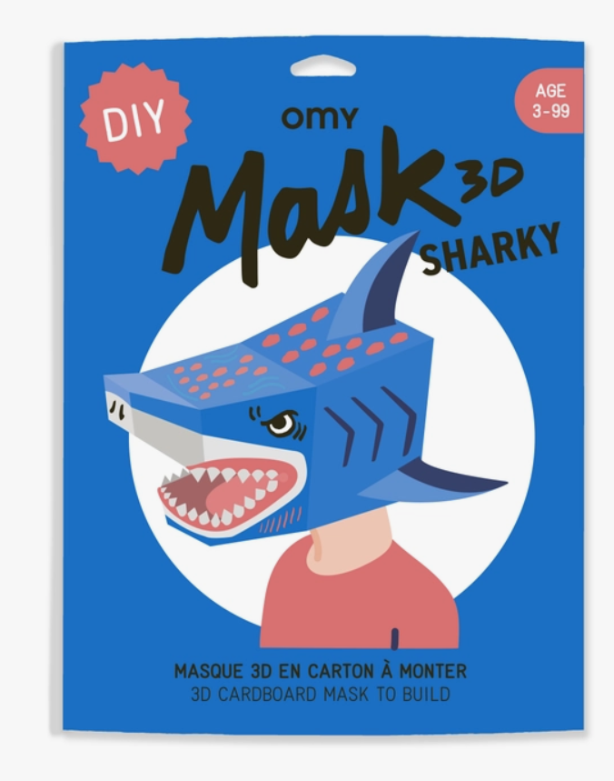 Omy Shark 3D Mask for Kids - Realistic Shark Costume Accessory for Halloween, Cosplay & Underwater Themed Parties - Perfect for Dress Up, Pretend Play & Photo Props