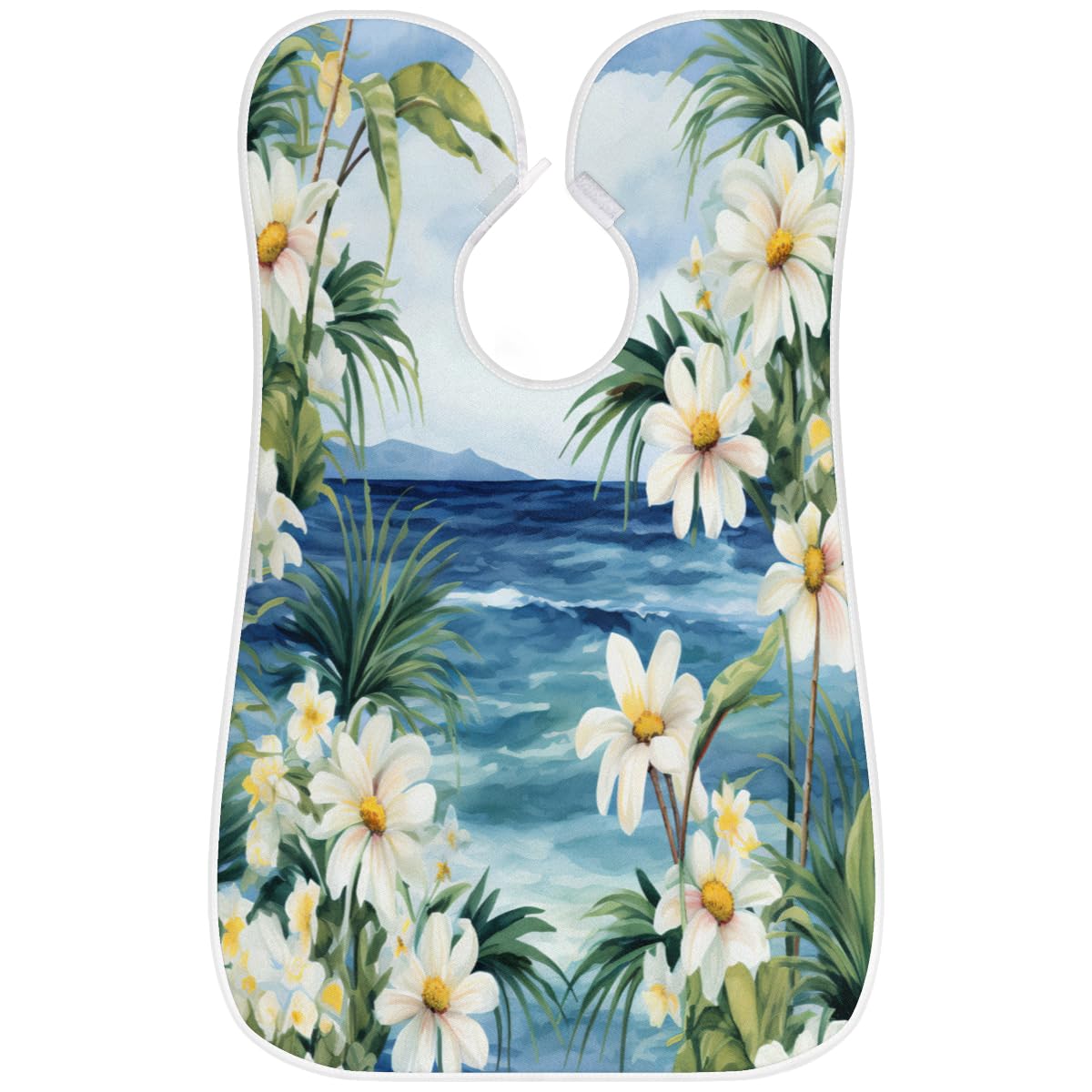 Men's Watercolor Ocean Flower Beard Shaving Bib - Barber Apron for Hair Dye & Makeup Protection - Sink Hair Catcher for Beard Trimming & Grooming - Perfect Gift for Stylists & Barbers (Ideal for Home Grooming, Salon Use & Professional Barbershops)