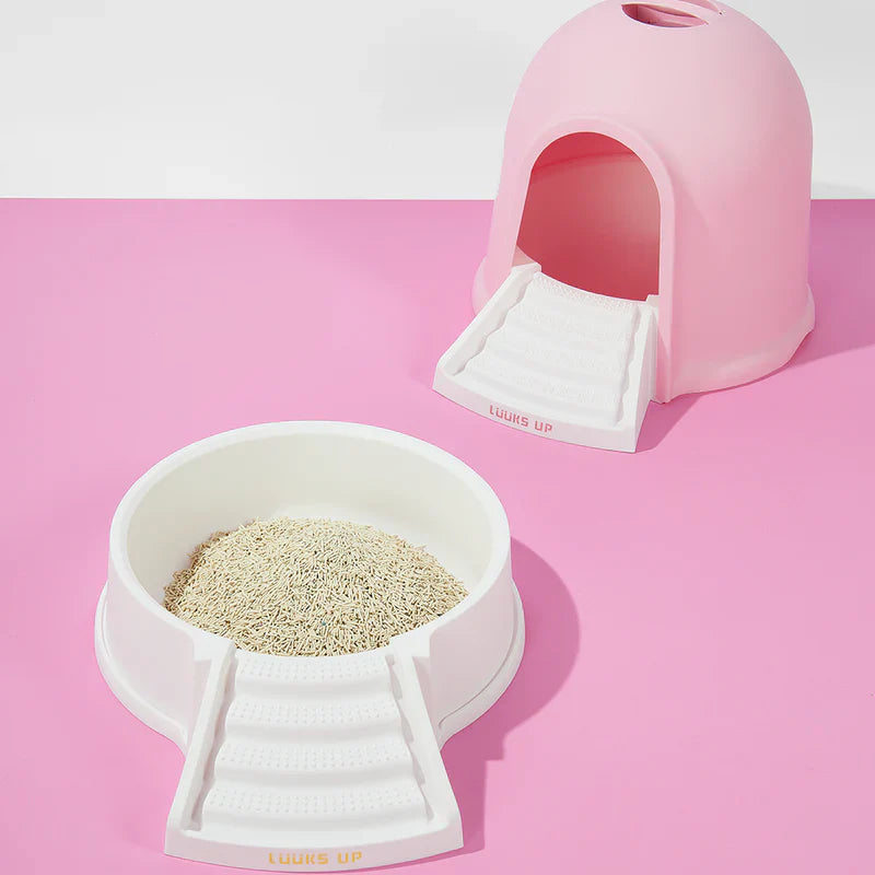 2 in 1 Kitty Litter Box & Cat House - Eco-Friendly Dual Use Litter Cabin with Odor Control - Perfect for Small Spaces & Stylish Home Decor