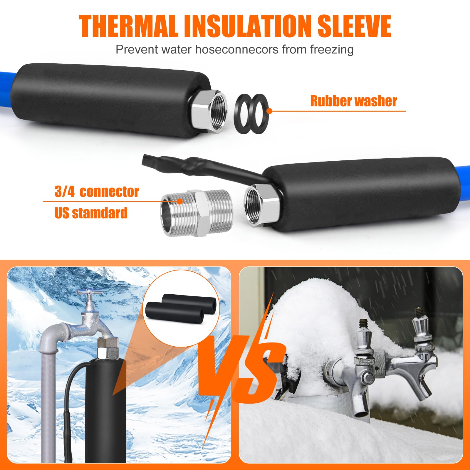 100FT Heated RV Water Hose with Thermostat - Lead & BPA Free, 1/2