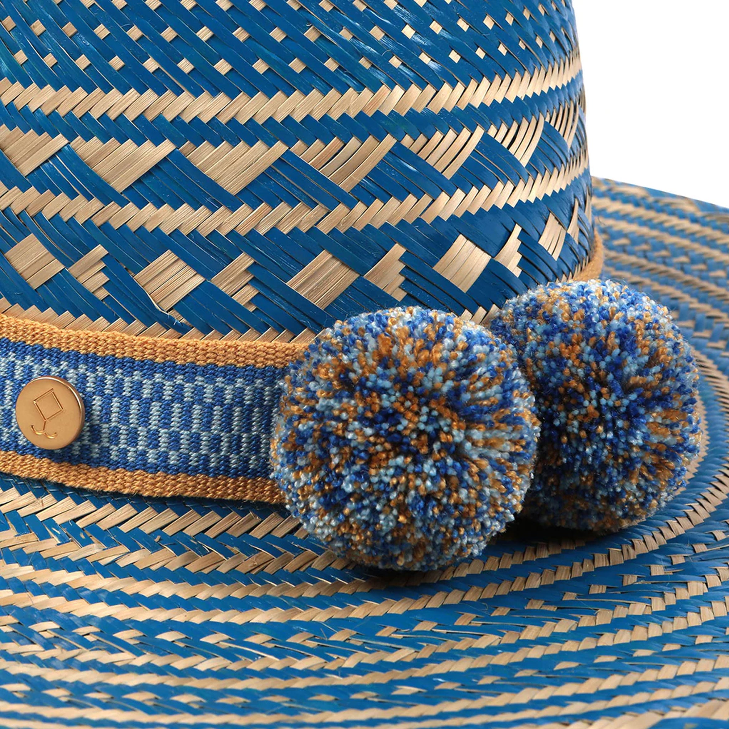 Sanin Iraka Pom Hat for Women - Stylish Blue Winter Beanie with Faux Fur Pom - Perfect for Cold Weather, Outdoor Activities & Fashion Accessories