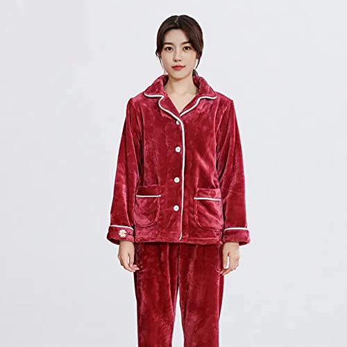 Women's Winter Pajama Set - Cozy Coral Fleece Sleepwear with Flannel Lining for Warmth & Comfort | Perfect for Lounging at Home, Cold Nights & Holiday Gifts