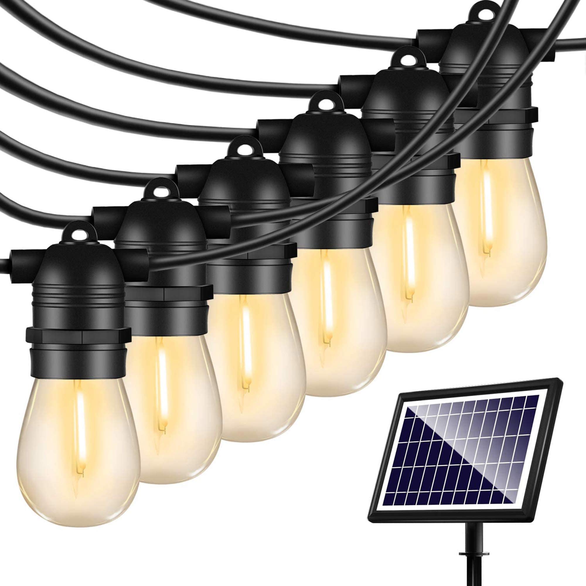 SUNAPEX 48FT Solar String Lights Outdoor Waterproof - Shatterproof Edison Bulbs, Solar Powered Patio Lights for Backyard, Garden, Camping & Decoration | Perfect for Outdoor Parties, Weddings & Nighttime Ambience