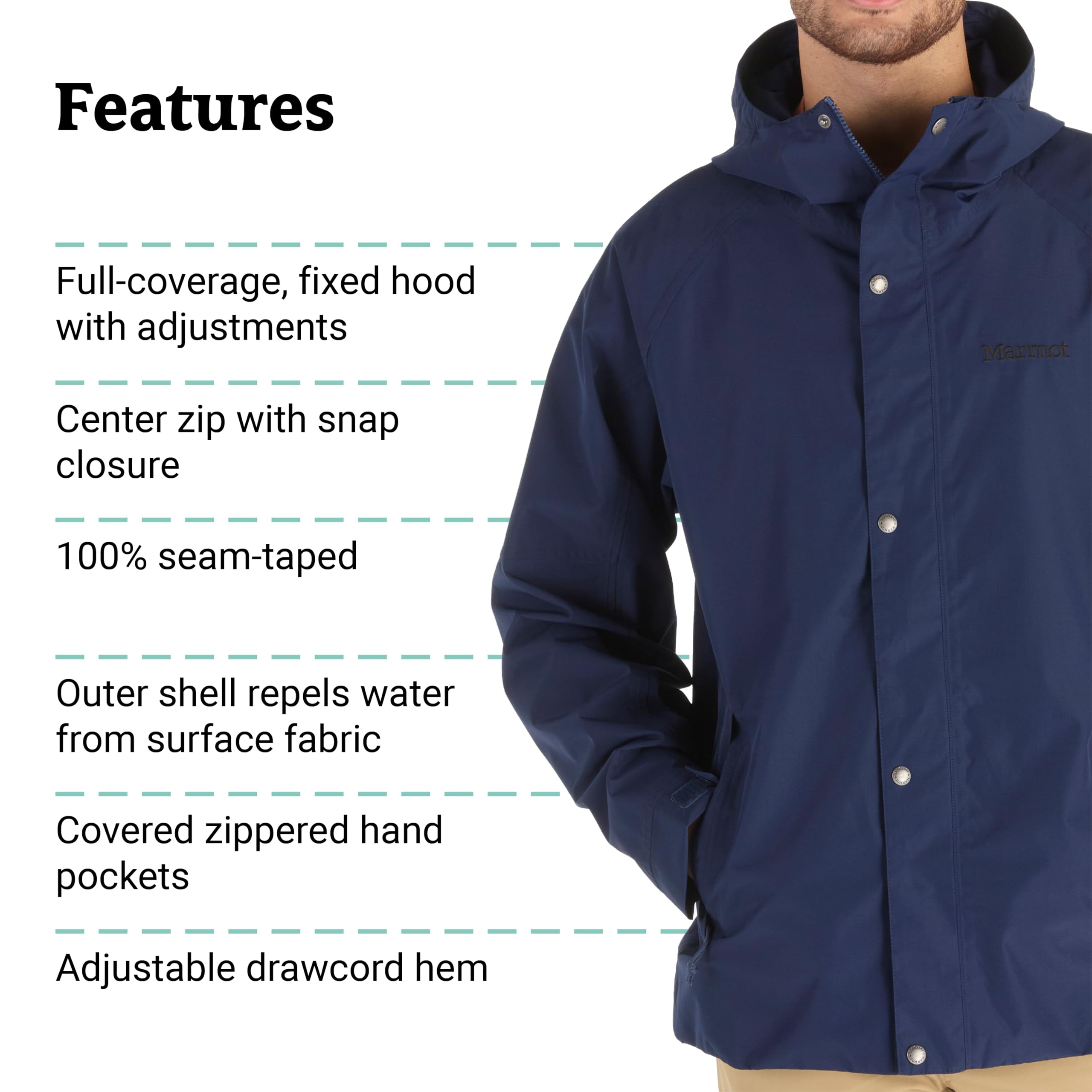 MARMOT Men's Cascade Waterproof Rain Jacket - Lightweight Hiking & Outdoor Windbreaker for Camping, Travel & Everyday Use