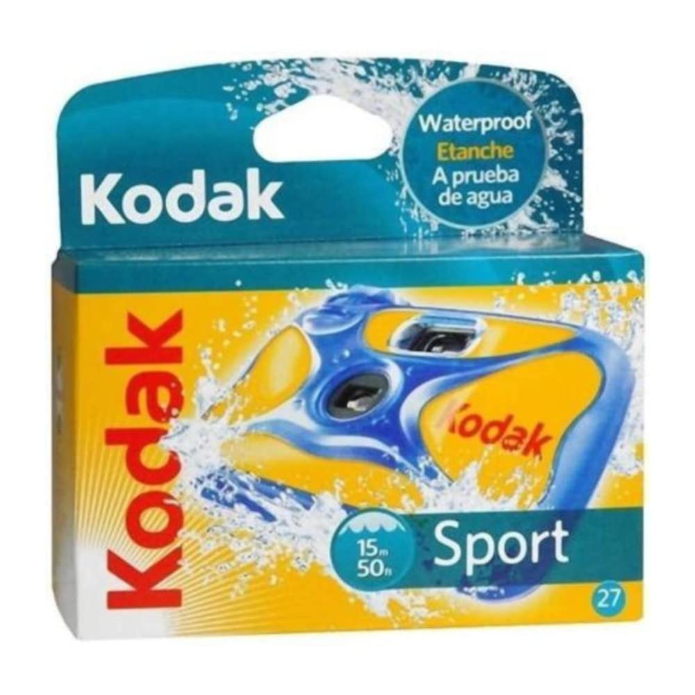 Kodak Sport Underwater Disposable Camera 27 Exposures 800 ISO Waterproof Film (6-Pack) - Perfect for Beach Vacations, Snorkeling & Pool Parties