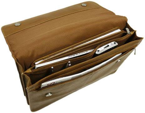 Premium 3-Section Leather Flap Portfolio in Chocolate Brown - Professional Document Organizer for Business Meetings, Office Work & Executive Gifts