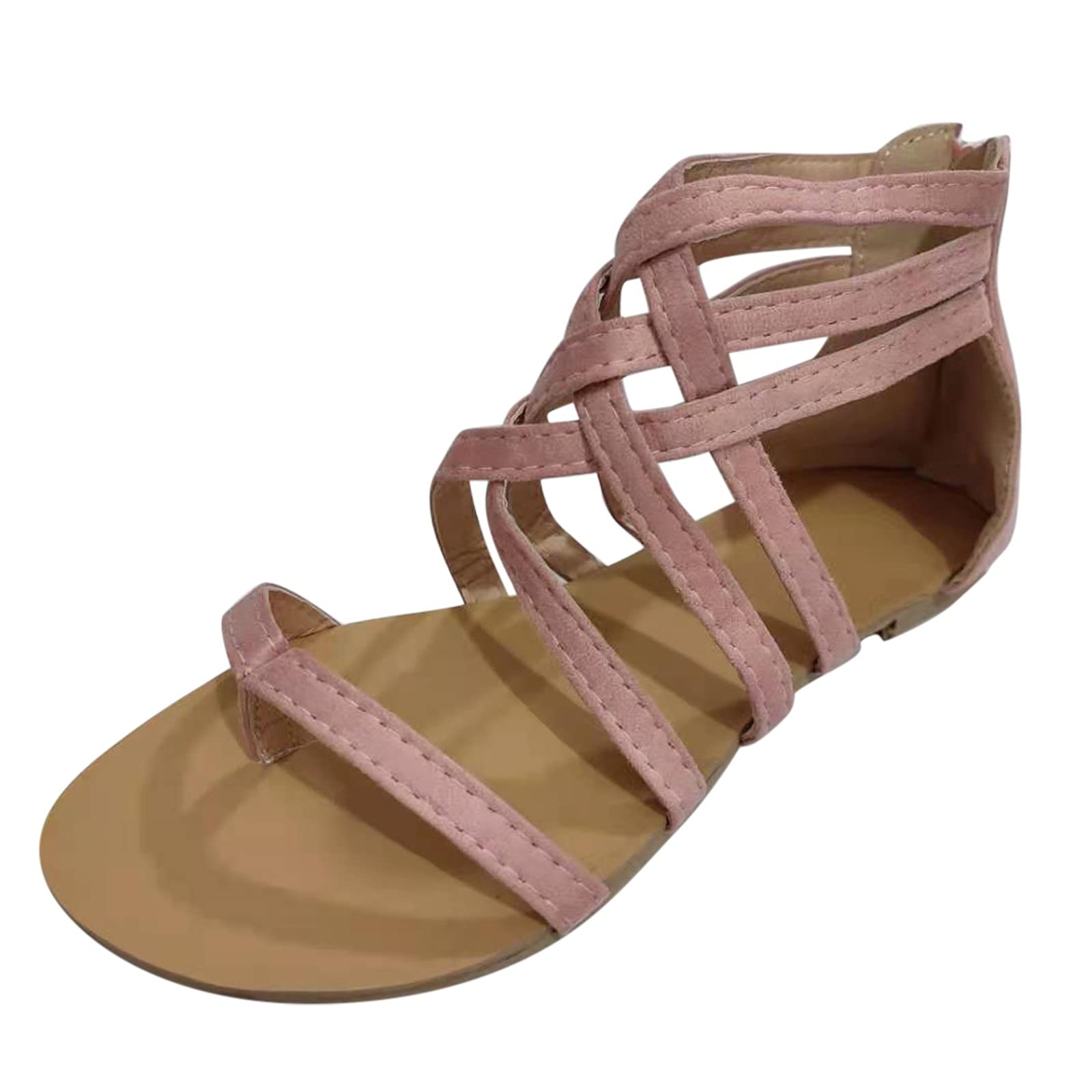 Breathable Open Toe Flat Sandals for Women - Summer Beach Fashion Shoes with Zipper Design | Perfect for Vacation, Walking & Casual Outfits