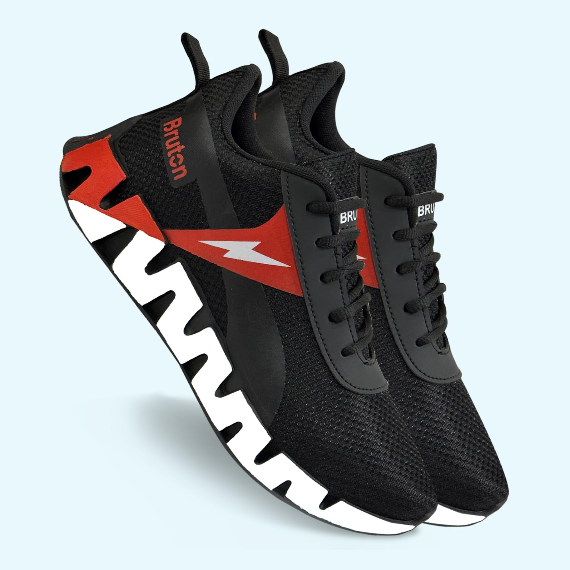 BRUTON Men's Casual Sneakers - Breathable Walking Shoes for Men & Boys | Lightweight Comfortable Athletic Shoes for Daily Wear, Gym & Outdoor Activities - Black