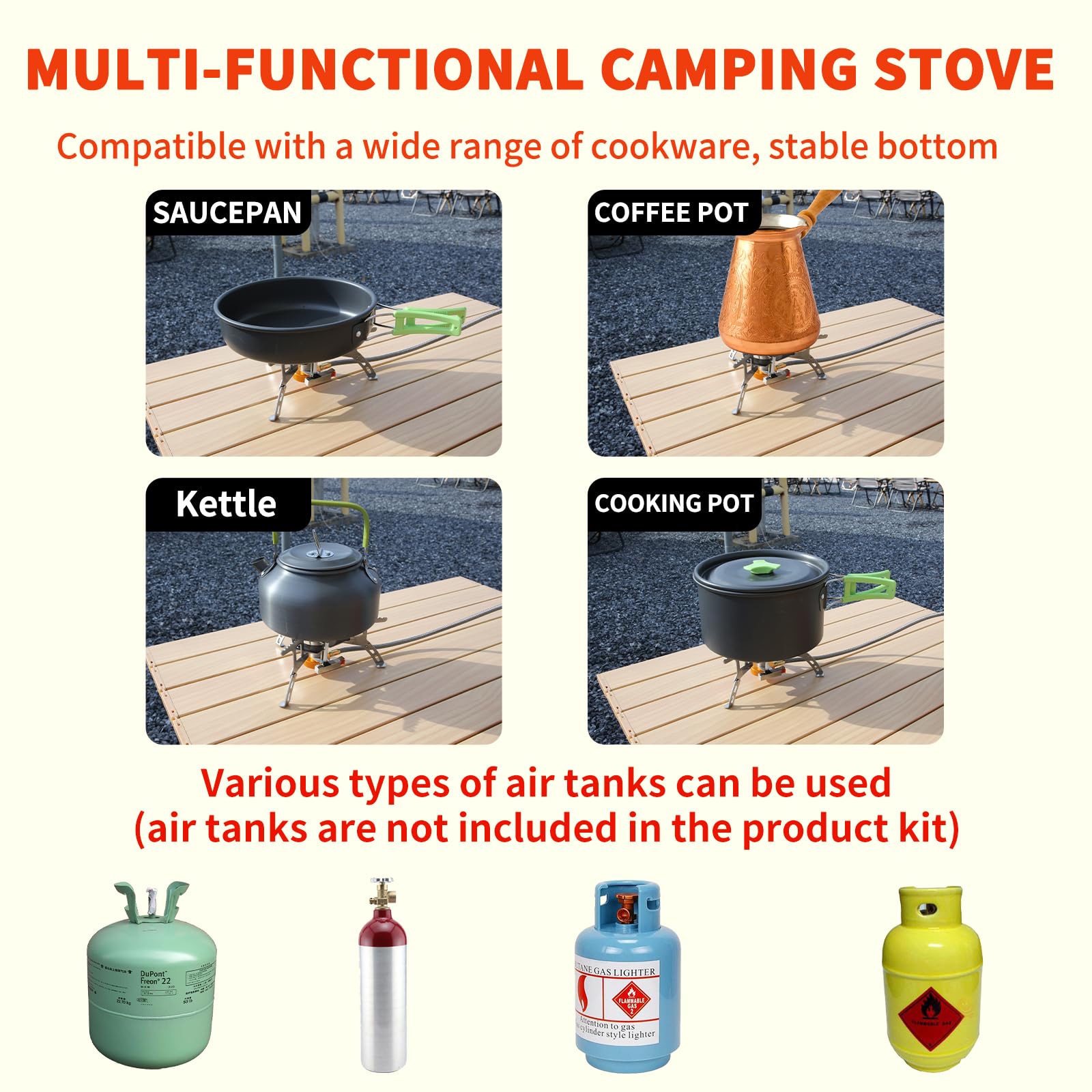 **Portable Camping Mess Kit - Lightweight Backpacking Cooking Set with Pot, Stove, Cup, Utensils & Cleaning Tools for Hiking, Picnic & Outdoor Adventures**