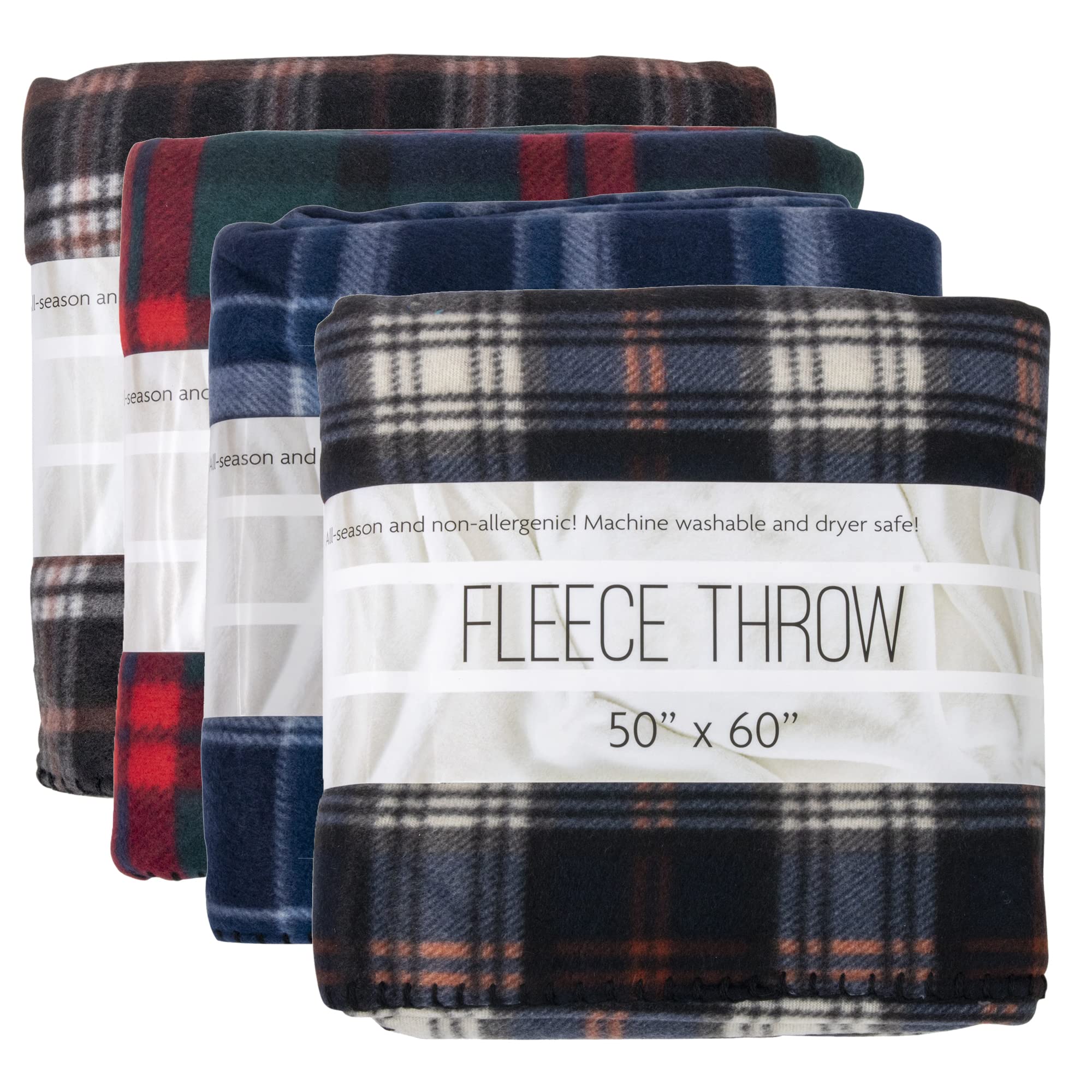24-Pack Plaid Fleece Blankets 50