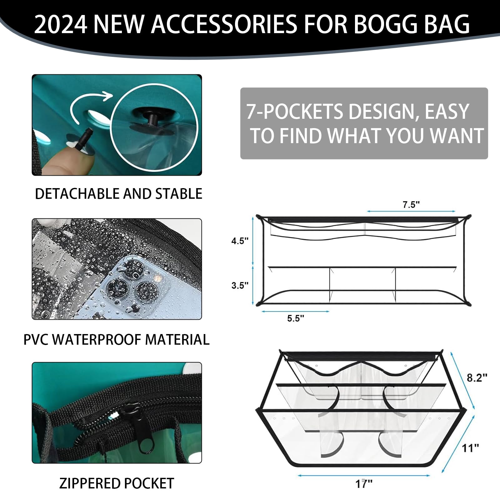 Bogg Bag XL Organizer Insert - Waterproof Beach Bag Divider with Transparent & Black Options | Perfect for Pool, Travel, and Summer Outings