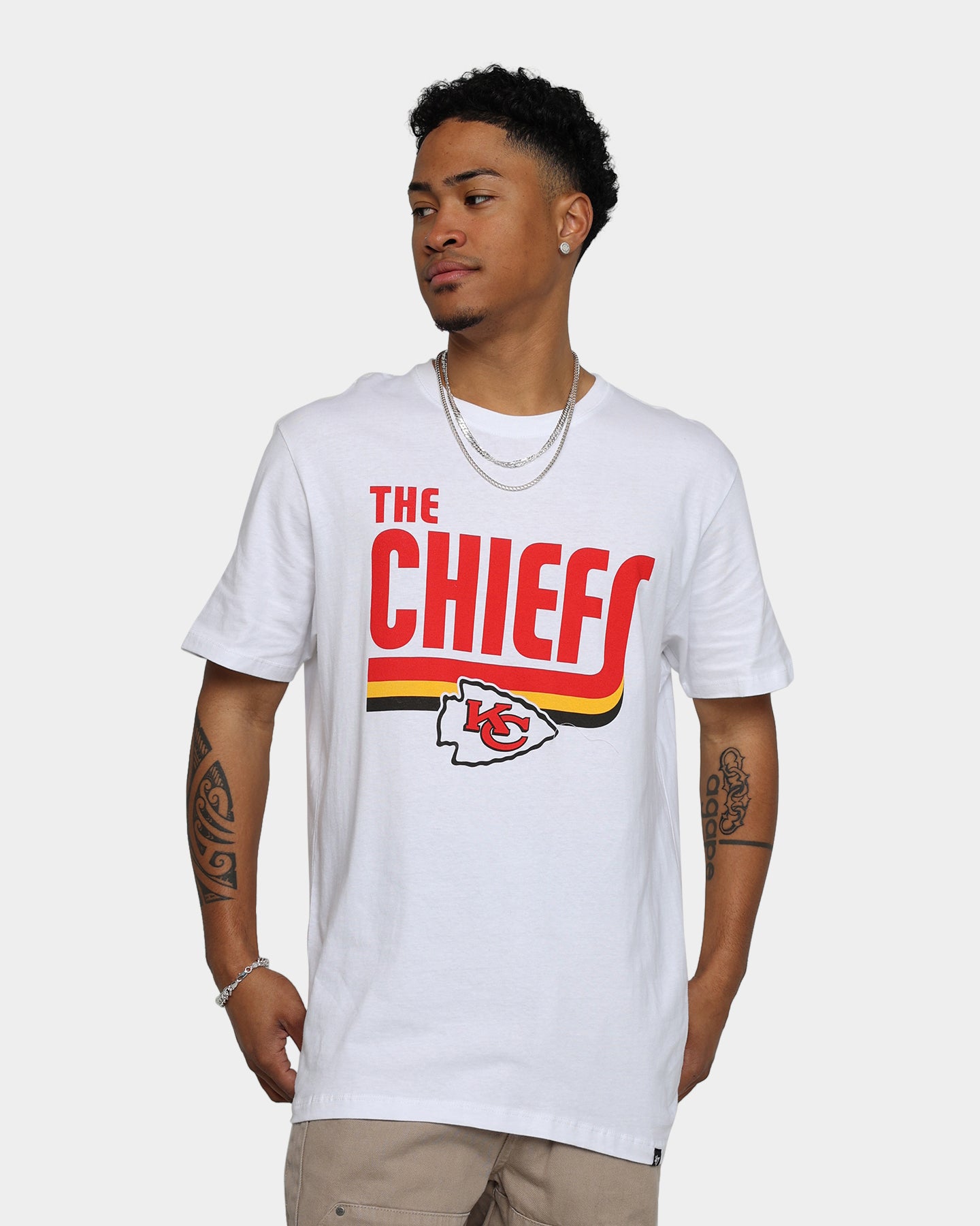 47 Brand Kansas City Chiefs Super Rival T-Shirt - White Wash - Official NFL Licensed Apparel for Football Fans, Game Day Outfits & Sports Events