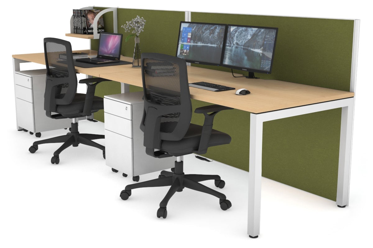 Horizon Quadro 2 Person Office Workstation with Square Legs - 1600L x 800W Desk with Cable Management Scallop - Perfect for Shared Workspaces & Collaborative Office Environments