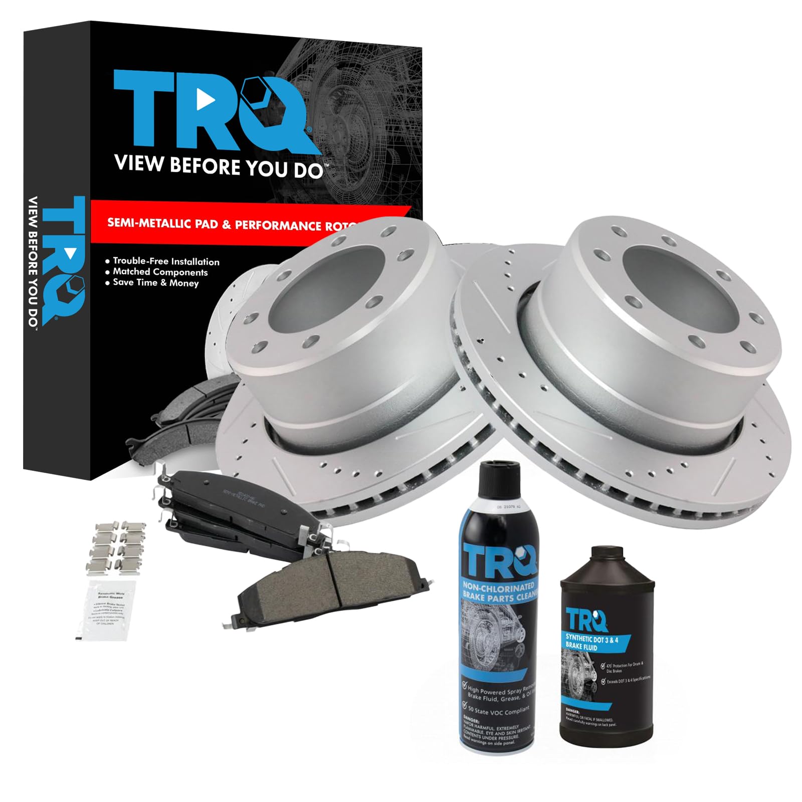 TRQ High-Performance Rear Brake Rotor & Metallic Brake Pad Kit for Dodge Ram 2500/3500 (2010-2022) - Heavy-Duty Towing & Off-Road Braking Upgrade