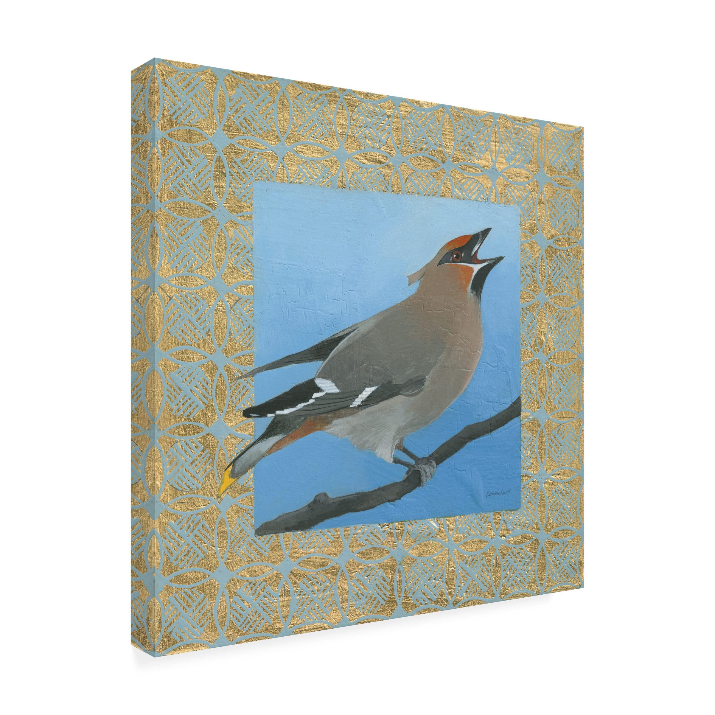 Trademark Fine Art 'Cedar Waxwing' Canvas Wall Art by Kathrine Lovell - Handmade Bird Painting for Home Decor, Living Room, Bedroom & Office