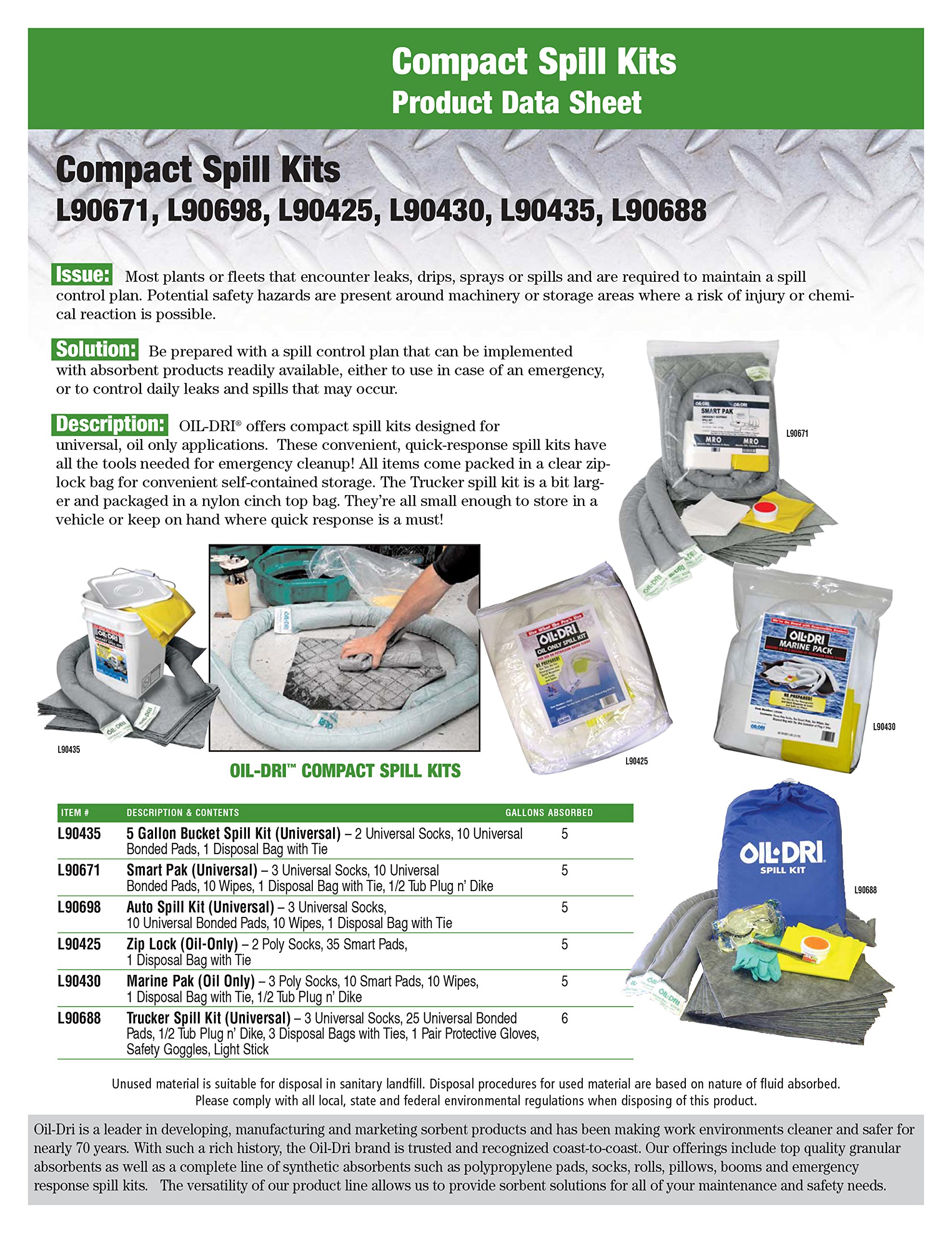 Oil-Dri L90671 5-Gallon Smart-Pak Universal Emergency Spill Kit with Zippered Compact Design | Fast-Absorbing Oil & Chemical Spill Cleanup for Garages, Workshops & Industrial Use