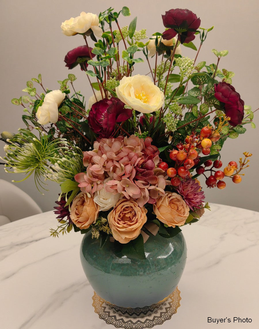 Creative Modern Artificial Floral Arrangement - Large Silk Flower Bouquet for Bedroom Decor, Table Centerpiece, Wedding & Home Interior Design | Faux Flowers for Living Room, Office, Dining Table Decoration
