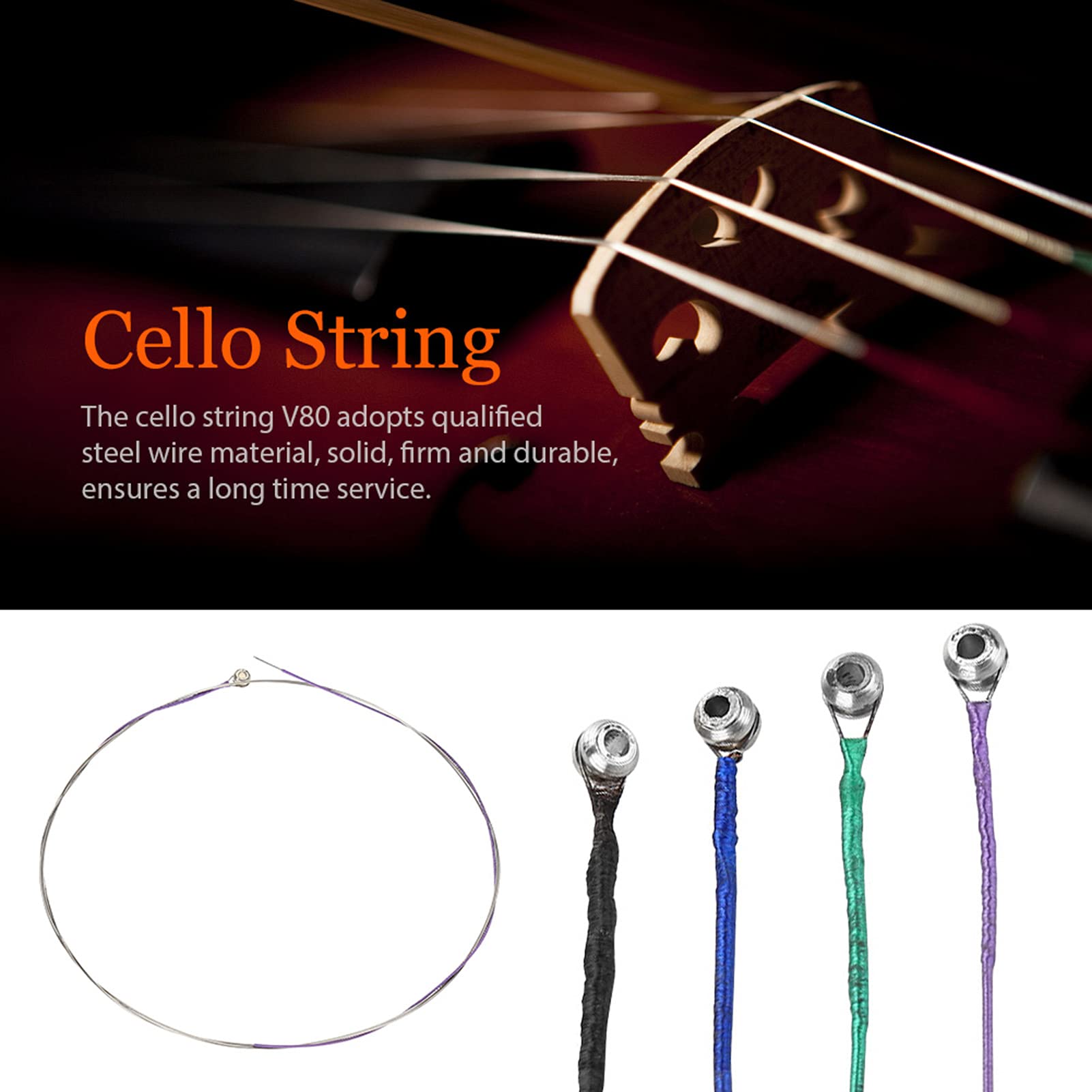 Premium Steel Cello Strings Set - Professional Grade Cello Accessories for Enhanced Performance & Durability | Ideal for Concerts, Orchestras & Music Practice