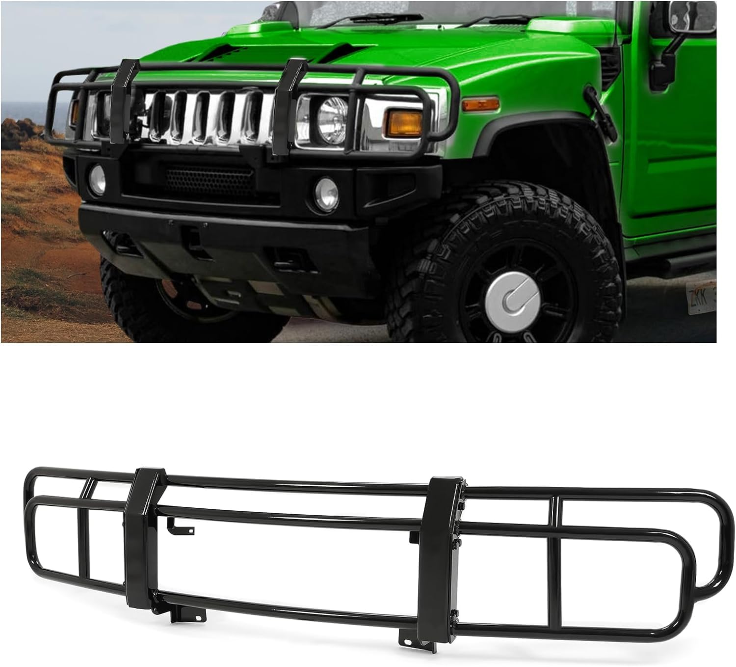 KUAFU Heavy Duty Steel Front Bumper Brush Guard for 2003-2009 Hummer H2 - Black Powder Coated Off-Road Protection | Perfect for Truck Accessories, Off-Roading & Vehicle Protection