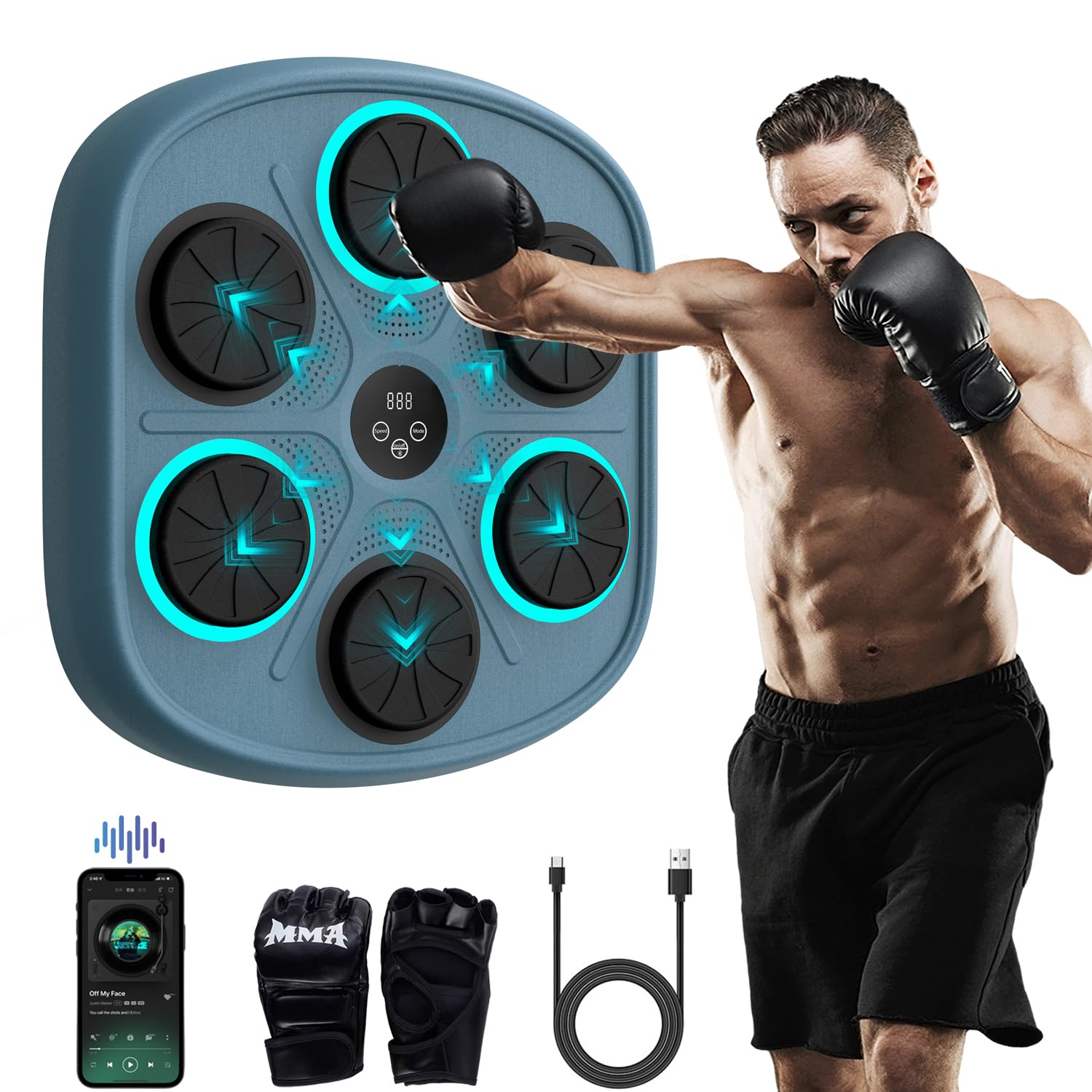 Smart Music Boxing Machine for Adults & Kids - Wall Mounted Interactive Trainer with LED Display, 9 Modes & 9 Speeds - Perfect for Home Gym, Stress Relief & Family Fun - Great for Fitness Training, Boxing Practice & Indoor Workouts