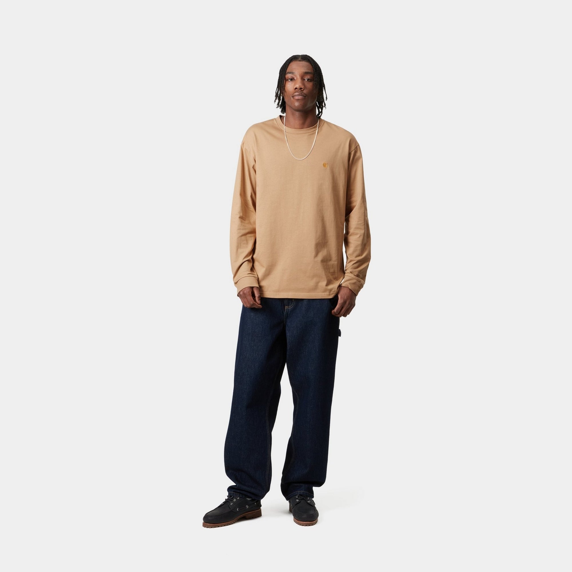 Chase Long Sleeve T-Shirt for Men | Premium Cotton Casual Shirt in Dusty Hamilton Brown | Perfect for Work, Travel & Everyday Wear