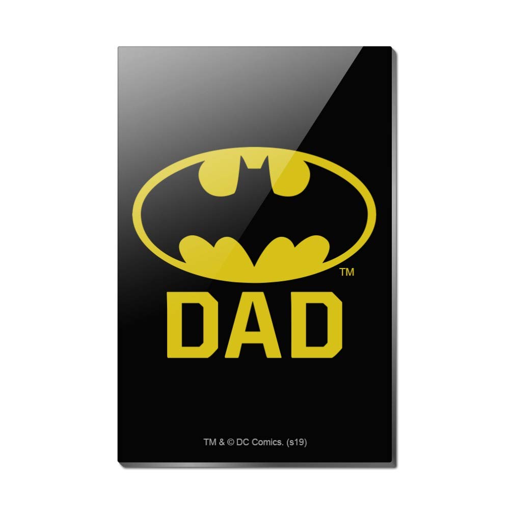 Batman Bat Dad Shield Logo Rectangle Acrylic Refrigerator Magnet - Strong Fridge Magnet for Home, Office & Dorm Decor - Perfect for Superhero Fans & Gift Giving