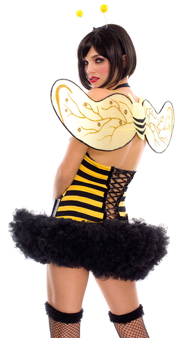 Adorable Bumble Bee Halter Dress with Attached Petticoat, Belt & Lace-Up Back - Perfect for Music Festivals, Cosplay & Vintage Style Outfits