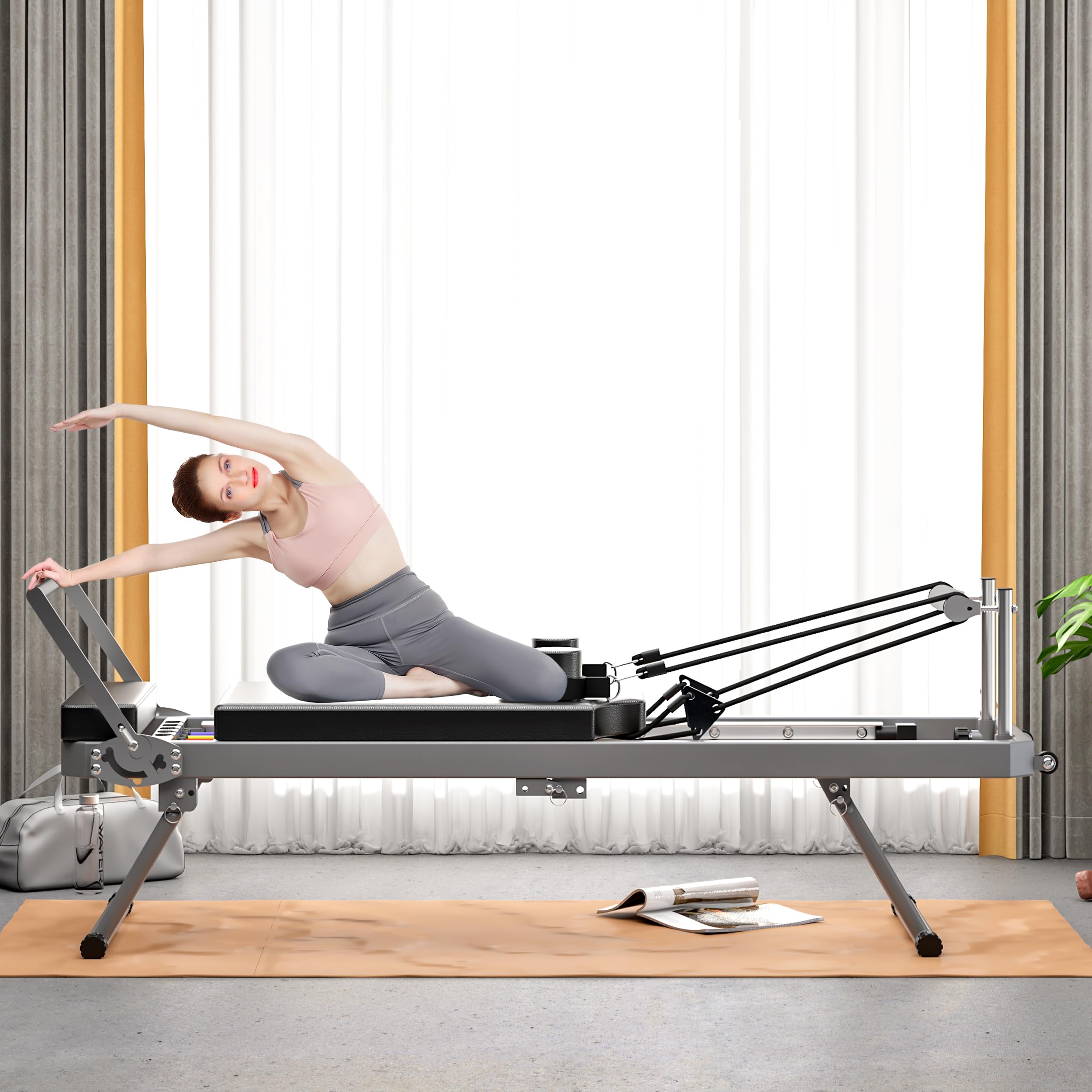 Foldable SogesPower Pilates Reformer Machine for Home Gym - 330lbs Weight Capacity with High Strength Alloy Springs - Perfect for Beginners & Full-Body Workouts - Ideal for Home Fitness, Pilates Studios & Physical Therapy