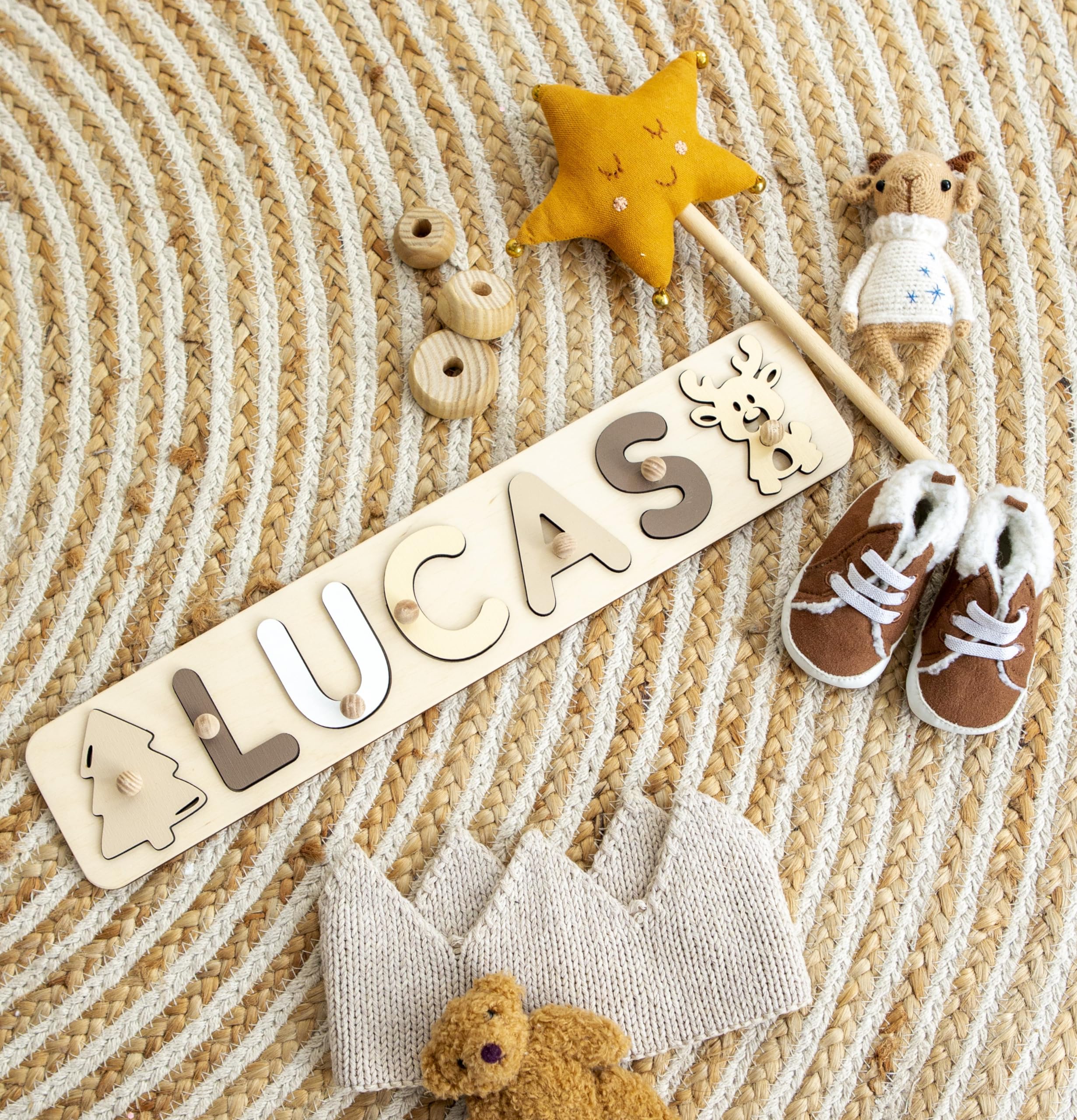 Personalized Wooden Name Puzzle - Custom Baby Gift for 1st Birthday & Toddler Learning