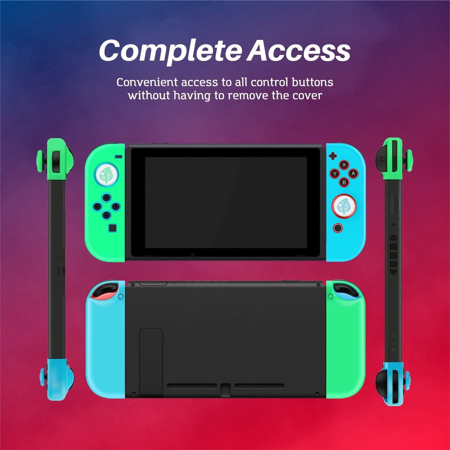 Premium Silicone Joycon Case for Nintendo Switch & Switch OLED - Protective Controller Cover with Thumb Grip Caps (White Leaf) | Durable Gaming Accessory for Enhanced Comfort & Protection During Play