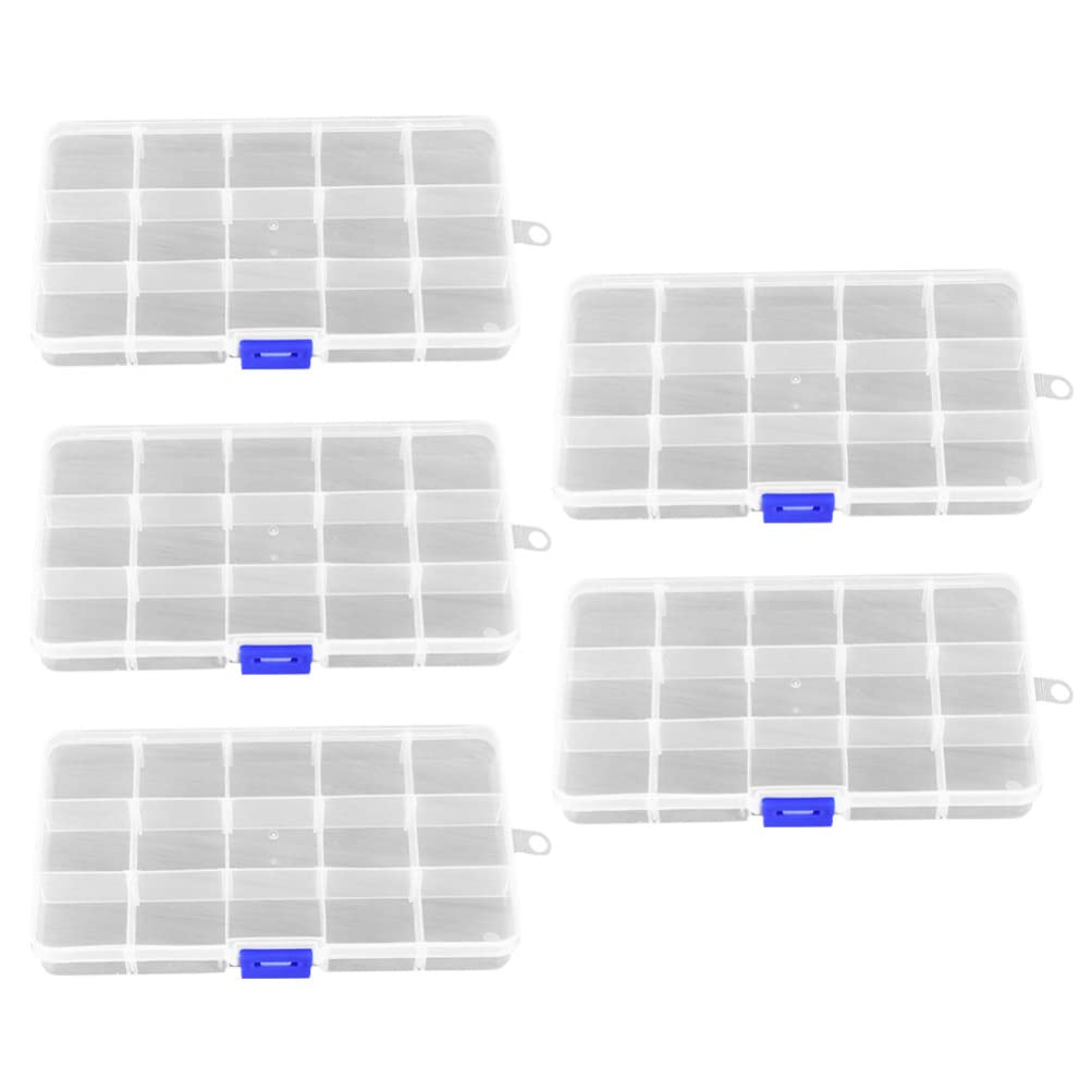 5-Piece Clear Plastic Storage Box Set with Grids - Small Parts Organizer for Tools, Crafts & DIY Supplies - Perfect for Home, Office & Workshop Organization