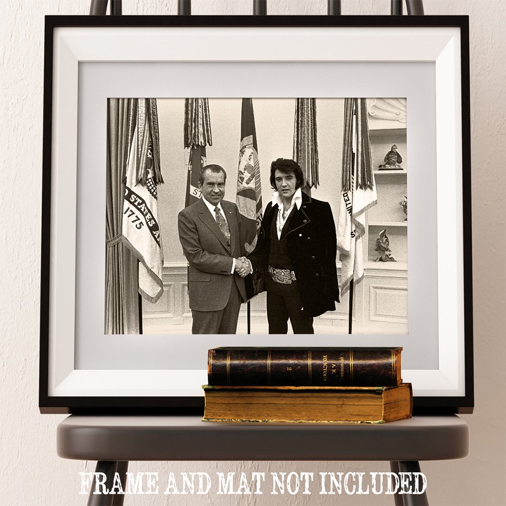 Lone Star Art Nixon Meets Elvis Presley - 11x14 Unframed Wall Art Print - Affordable Elvis Presley Memorabilia Gift Under $15 - Perfect for Home Decor, Office, or Elvis Fan Collection