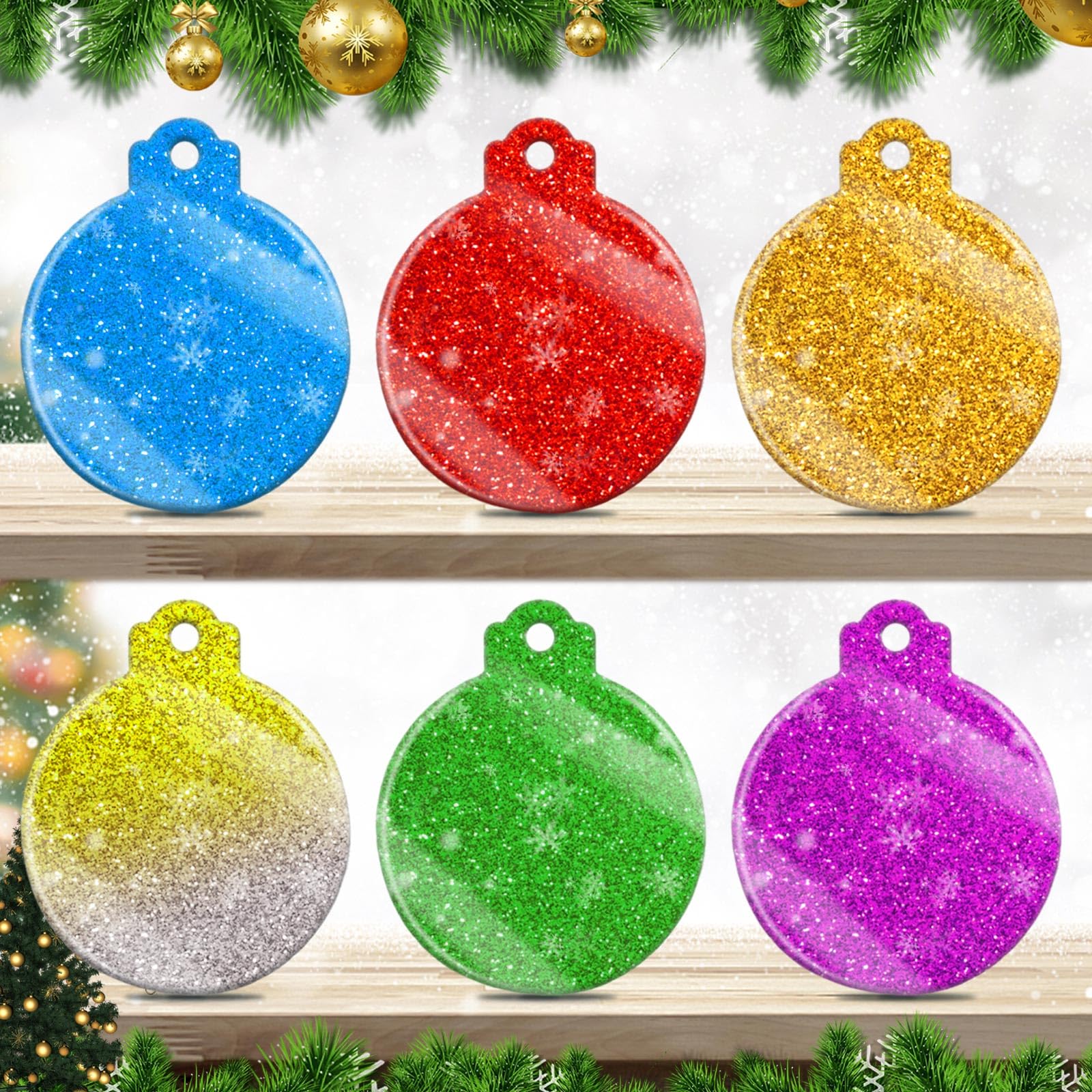 FEBSNOW 4PCS Round Silicone Christmas Ornament Molds for DIY Resin Crafts - Epoxy Pendant Casting Molds with Strings for Holiday Decorations, Xmas Tree Ornaments & Home Decor Gifts