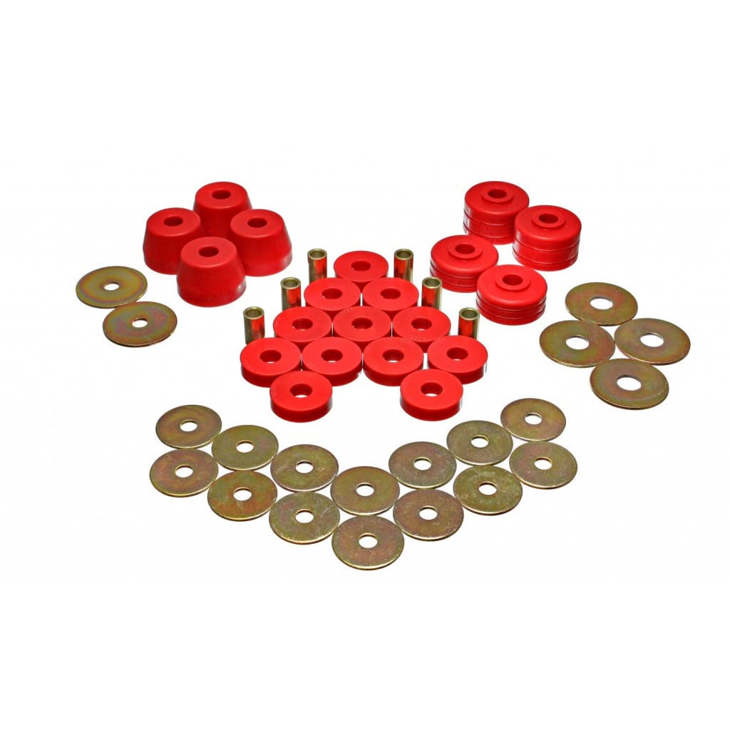 Energy Suspension Body Mount Bushing Kit for 1974 Dodge RamCharger - Red (Part# 5.4102R) | Heavy-Duty Rubber Replacement | Improves Ride Comfort & Reduces Vibration - Perfect for Off-Roading & Classic Truck Restoration