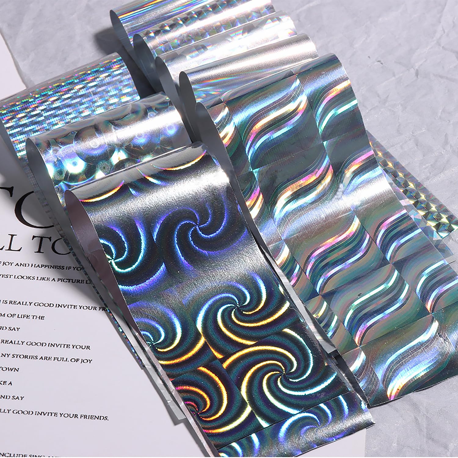 Holographic Laser Nail Foils - 10 Sheets of Starry Sky Nail Transfer Foils for DIY Nail Art, Decals & Wraps | Perfect for Salon, Home Manicure & Party Nail Designs