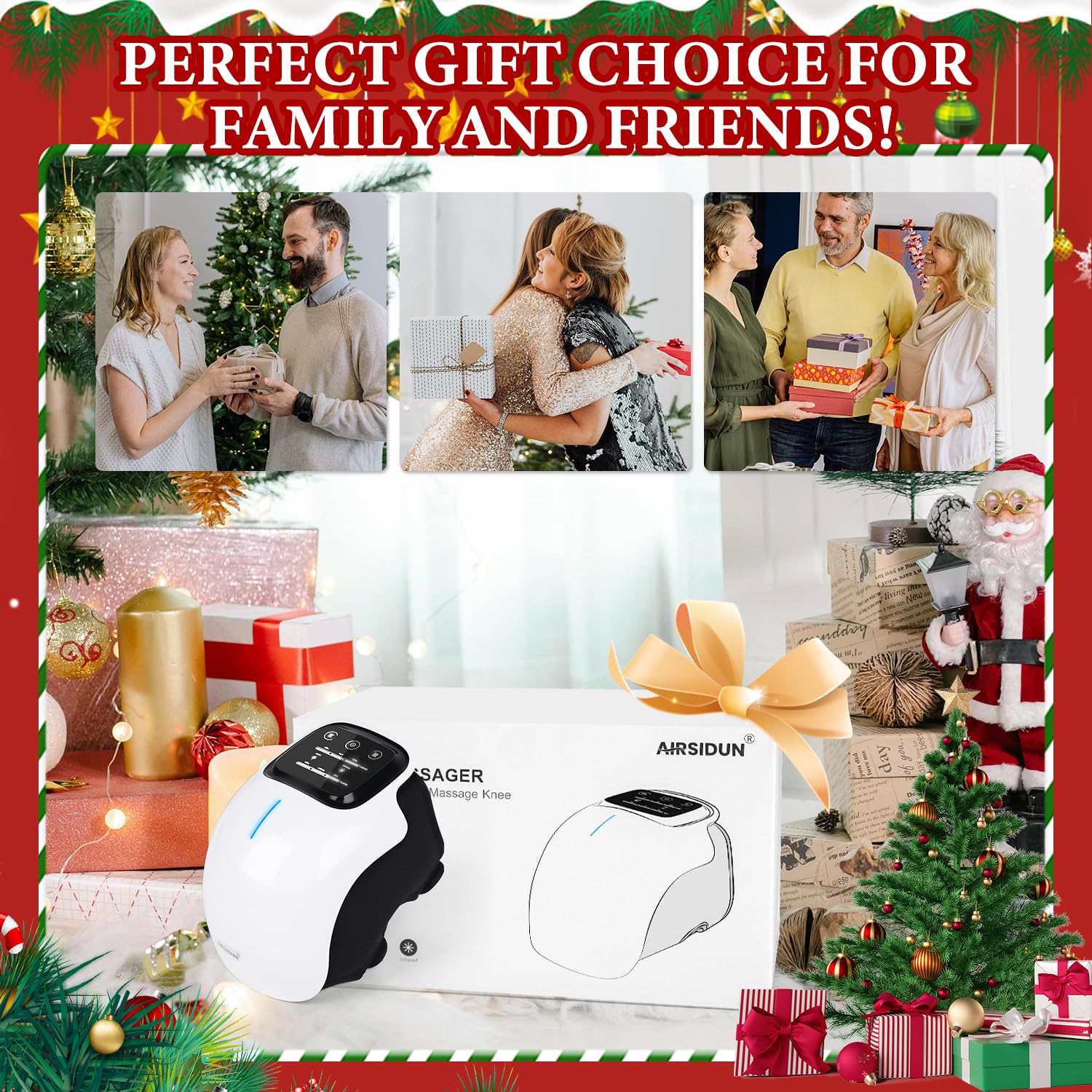 Electric Knee Massager with Heat & Vibration - Cordless Shiatsu Leg Massager for Joint Pain Relief - Perfect Gift for Mom, Dad & Women - Use at Home, Office or Travel
