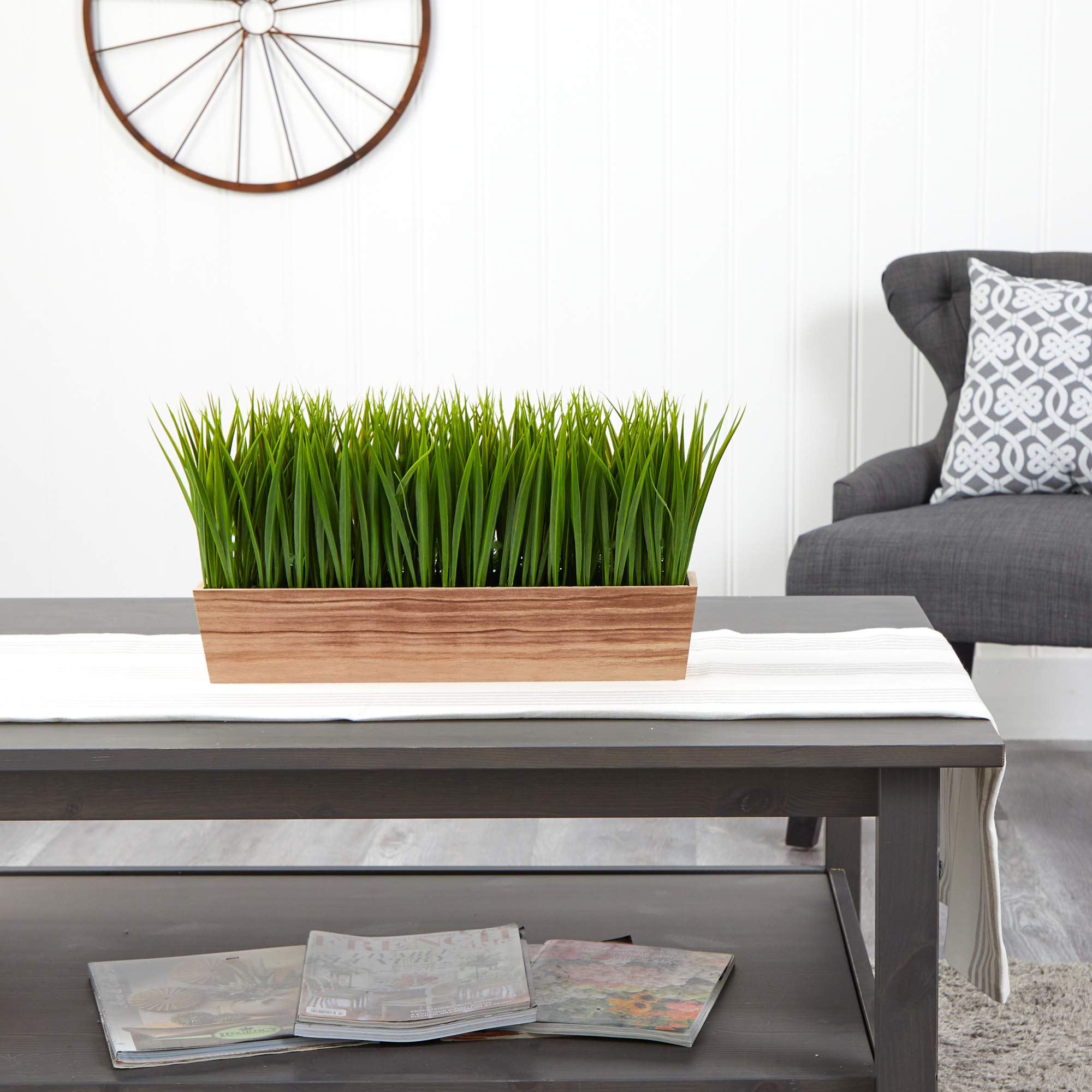 Nearly Natural 20 Inch Vanilla Grass Artificial Plant in Decorative Planter - Realistic Fake Grass for Home Office Decor, Table Centerpiece, and Indoor Greenery